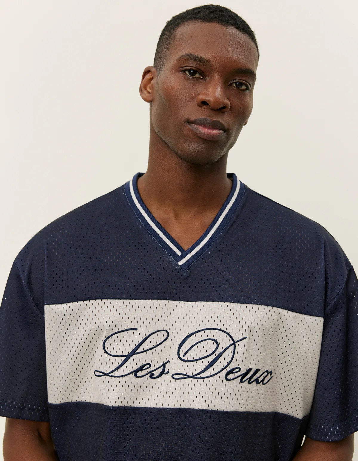Les Deux Bronson Mesh Tee - Dark Navy - Image 3