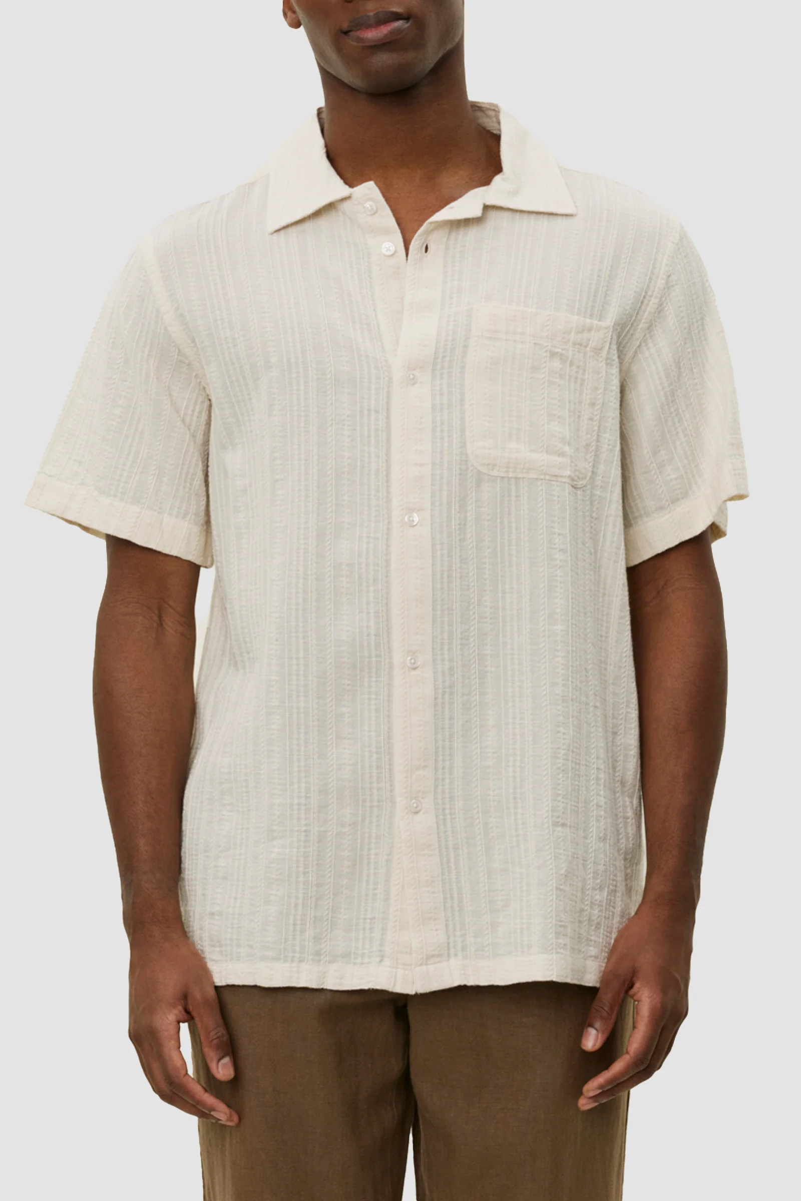 Les Deux Charlie Stripe Structure SS Shirt 2.0 - Ivory