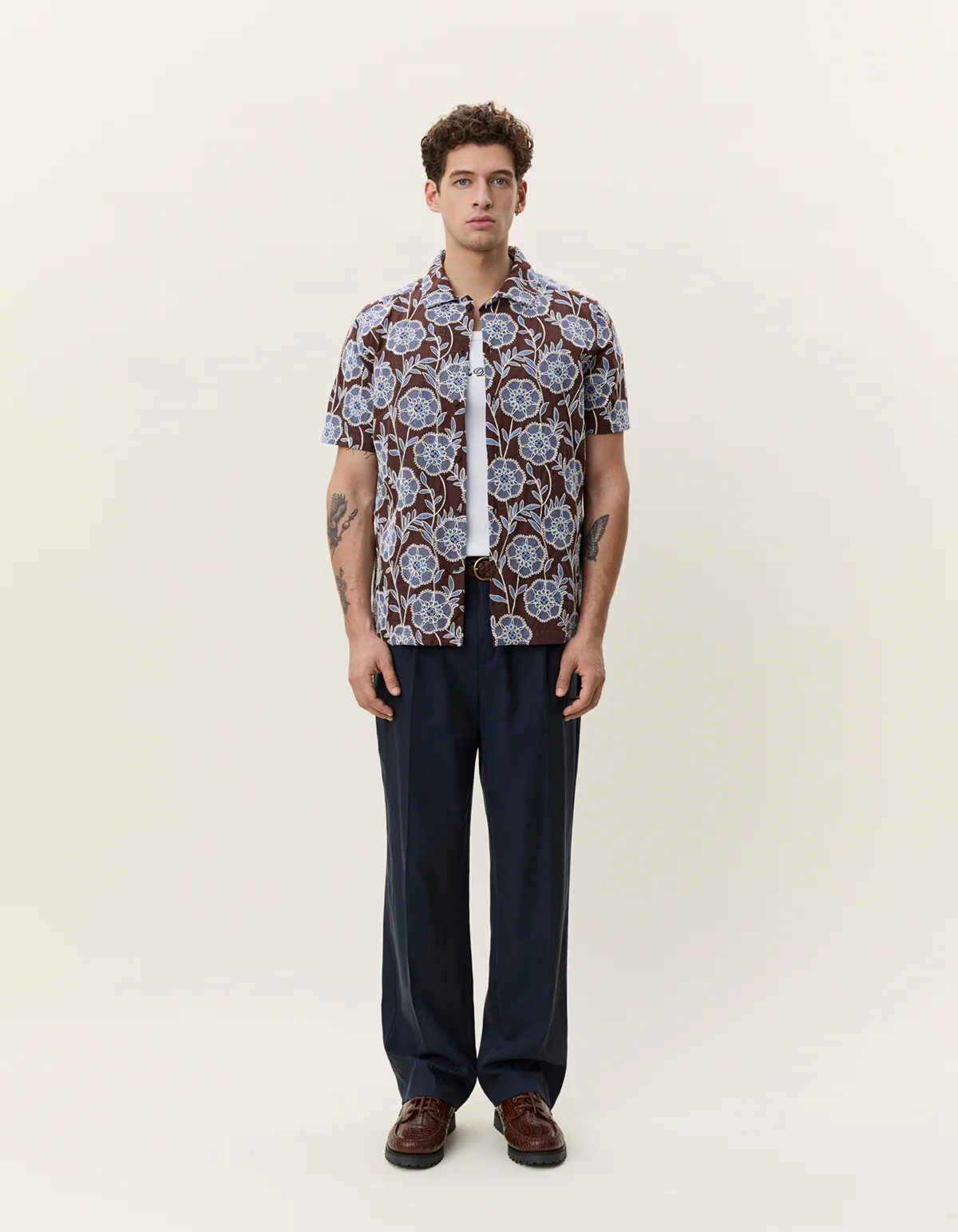 Les Deux Flower AOE SS Shirt - Delicioso Brown - Image 3
