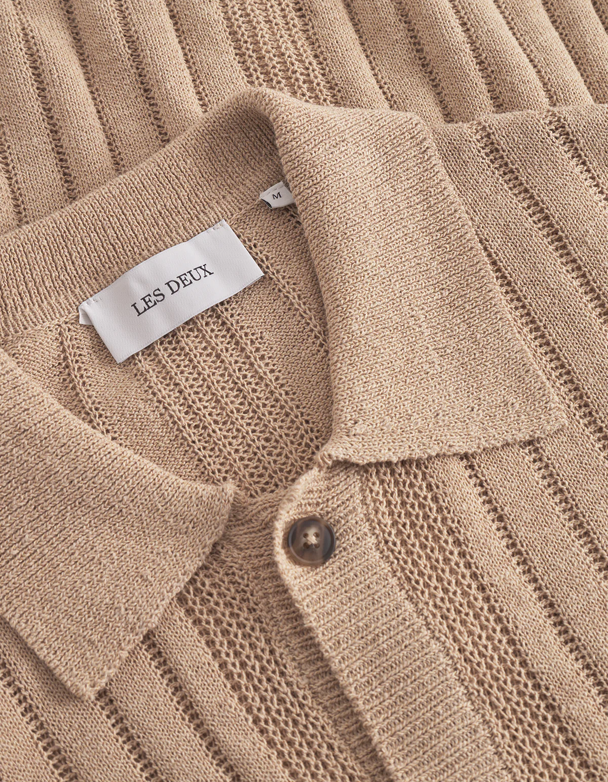 Les Deux Floyd Linen Knitted SS Shirt - Cream - Image 4