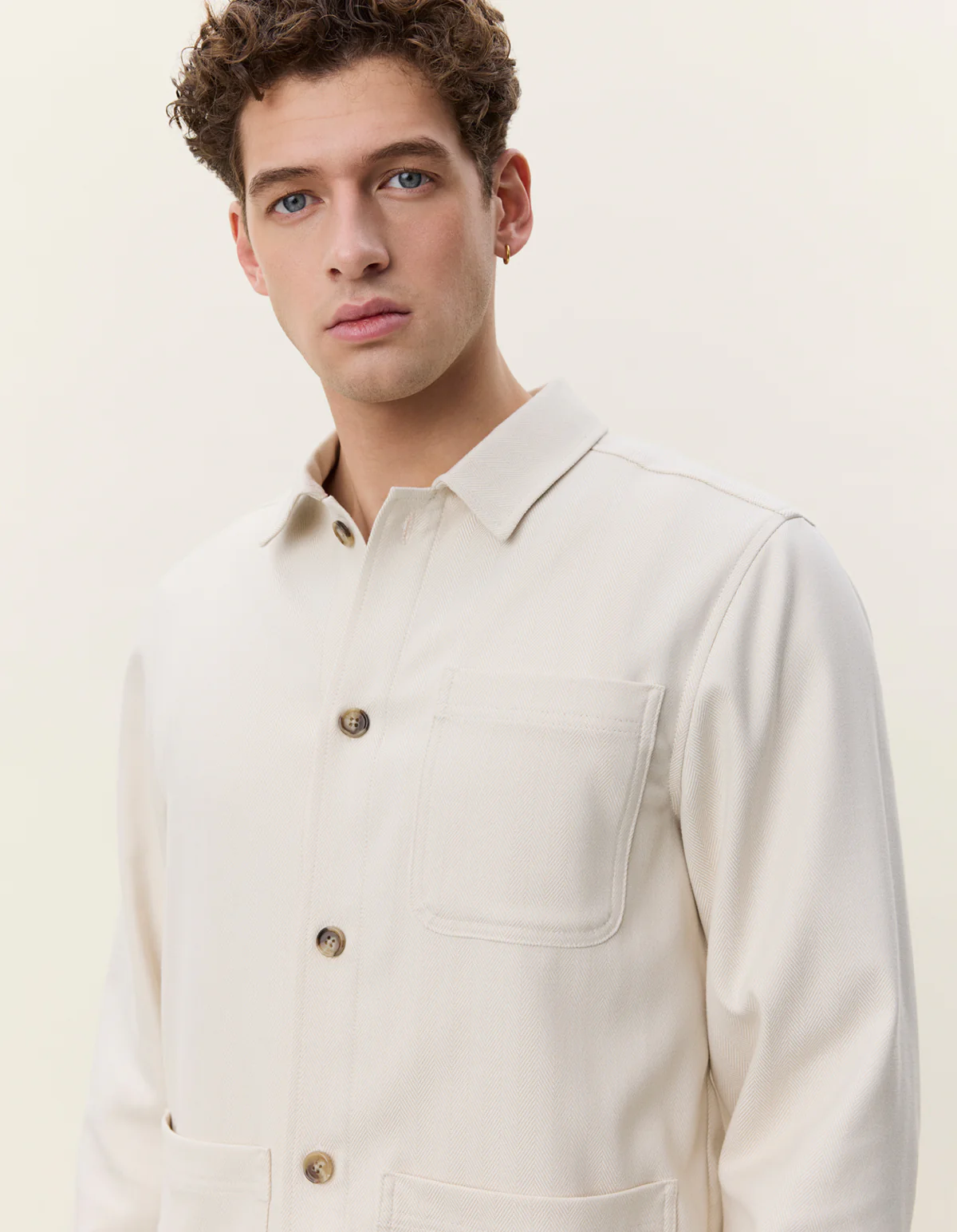 Les Deux Herringbone Overshirt - Ivory - Image 4