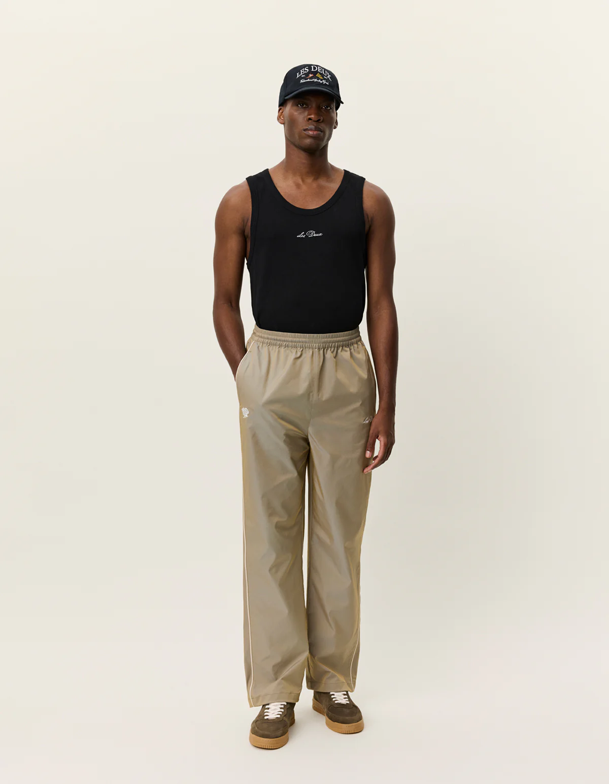 Les Deux Hudson Shiny Track Pants - Sand - Image 3