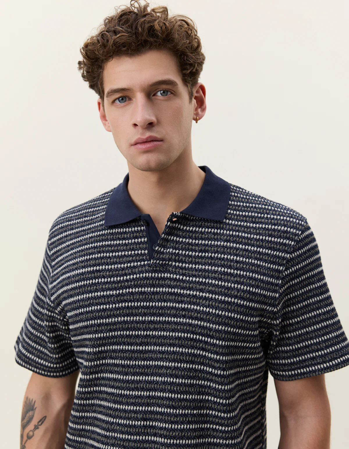 Les Deux Knitted Stripe Polo - Dark Blue Night - Image 4