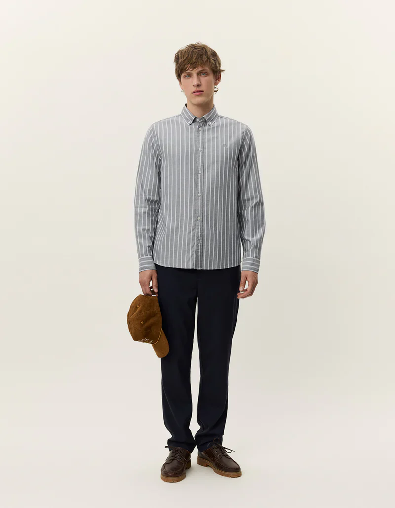 Les Deux Konrad Herringbone Shirt - Grey - Image 3