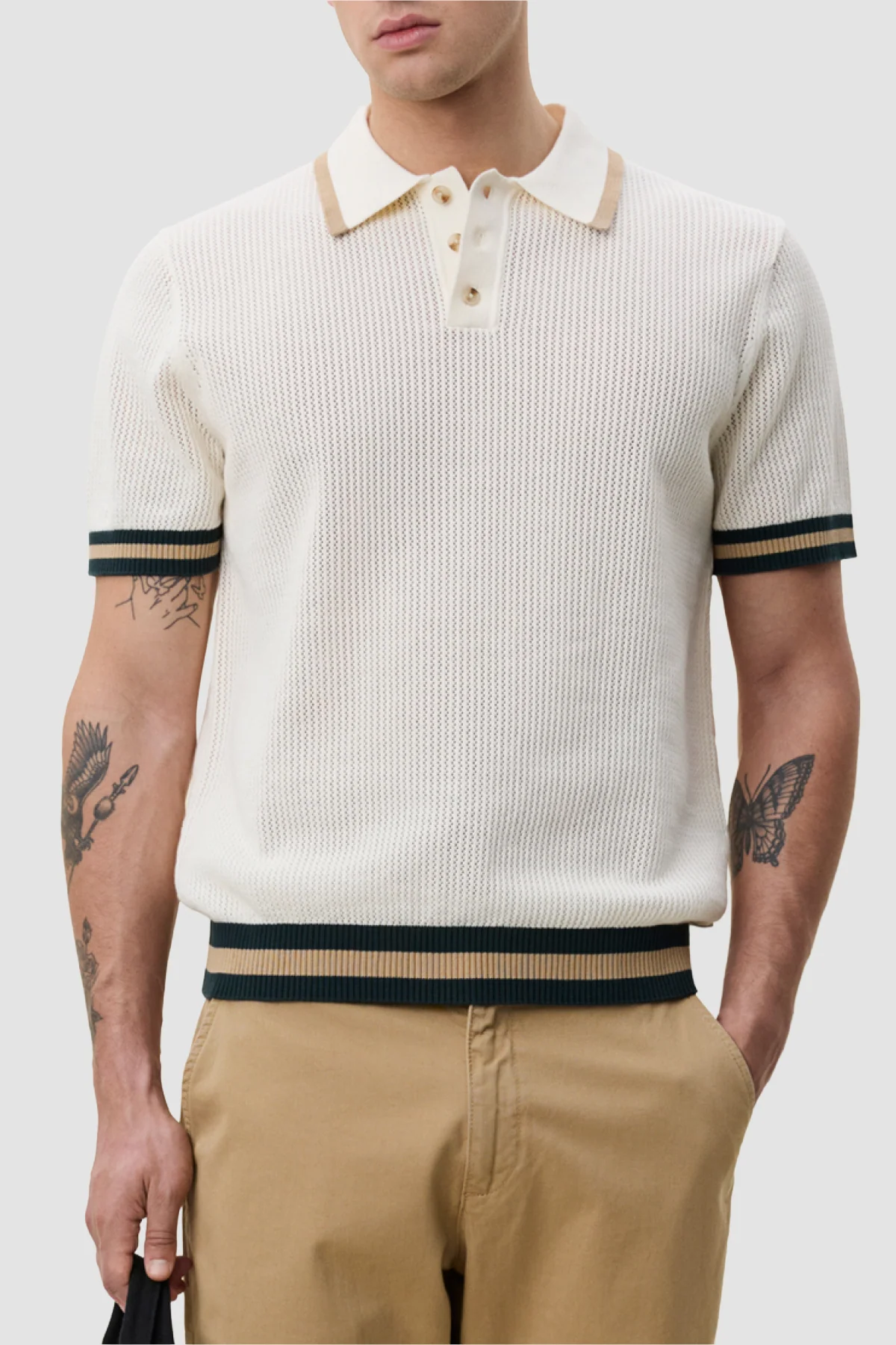 Les Deux Lace Knitted Polo - Eggshell White