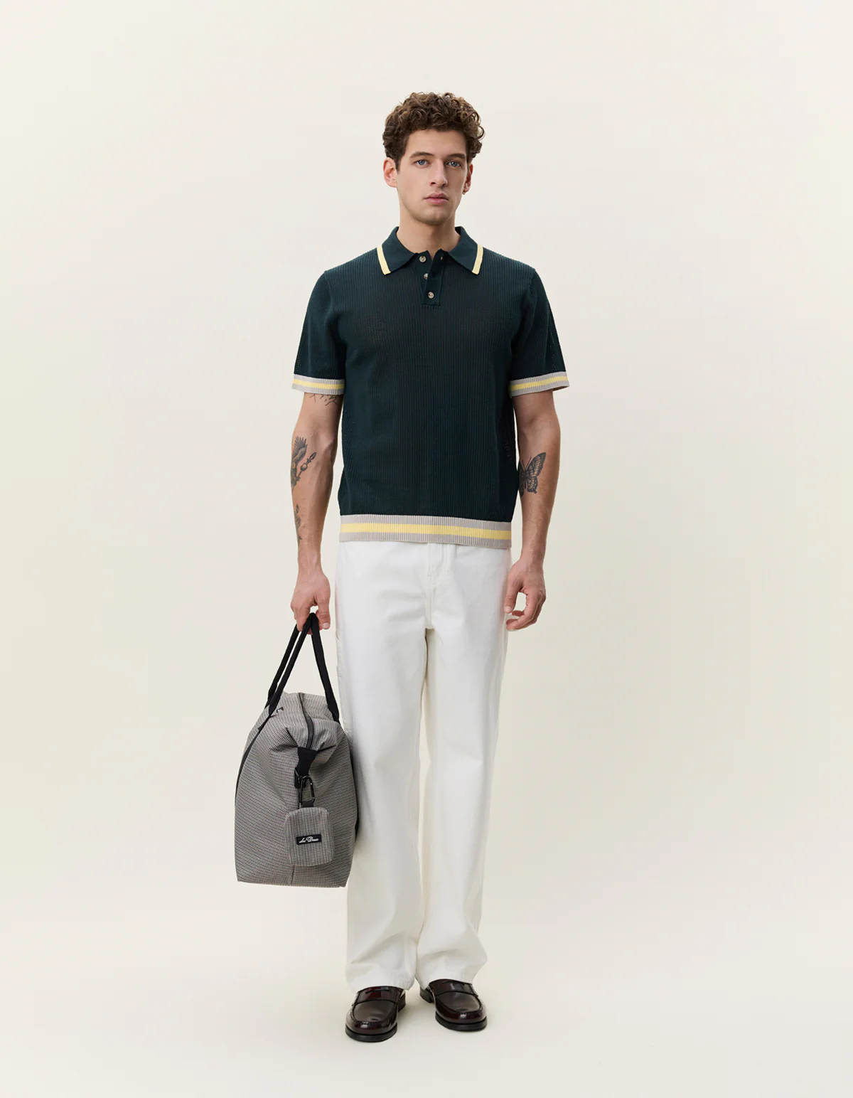 Les Deux Lace Knitted Polo - Pine - Image 3