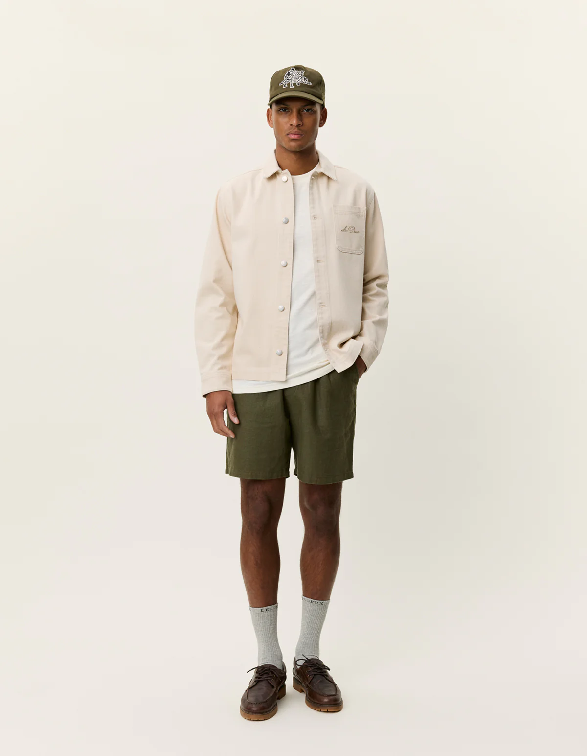 Les Deux Layton Faience Twill Shirt - Ivory - Image 3