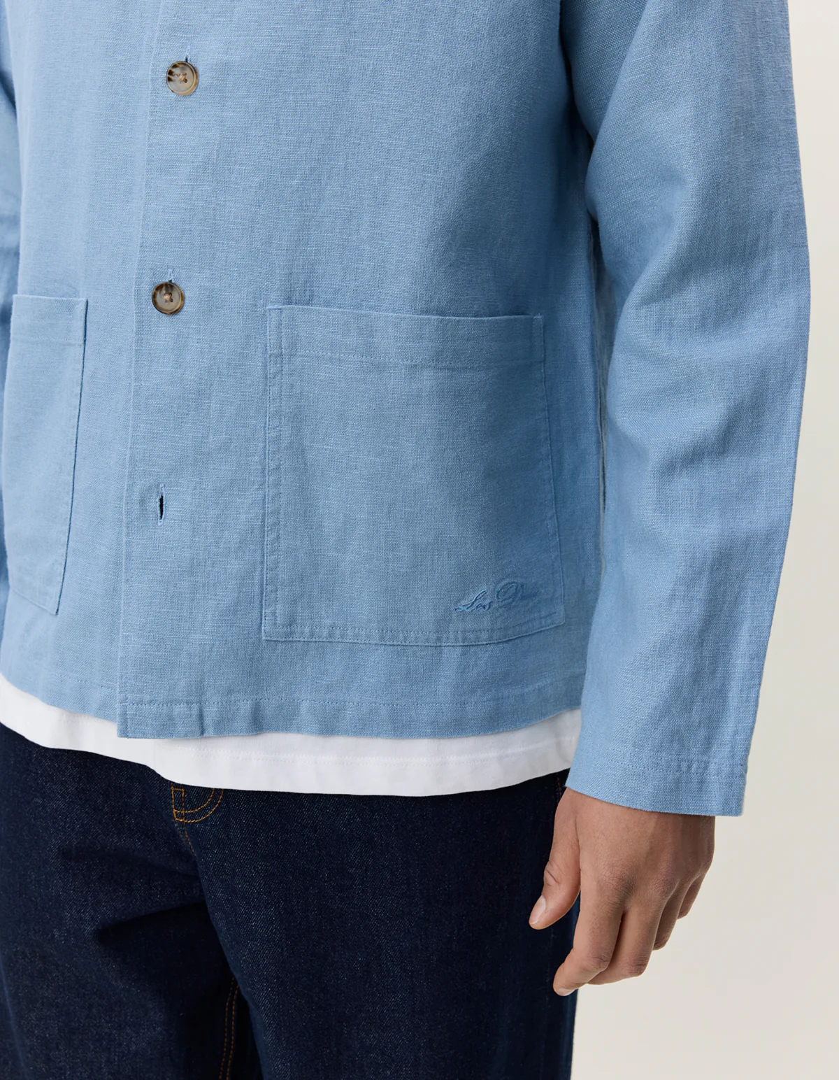 Les Deux Linen Overshirt - Faded Denim Blue - Image 4