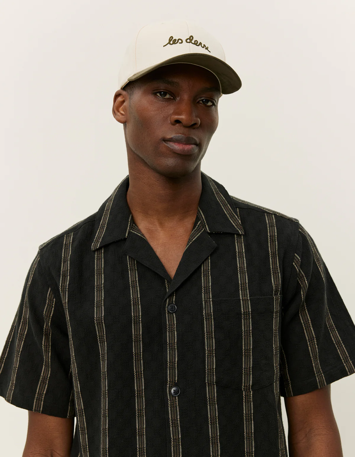Les Deux Lukas Check Dobby SS Shirt - Black - Image 3