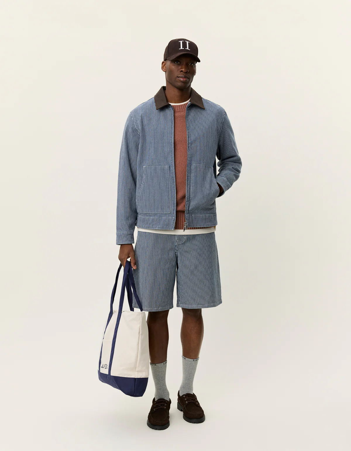 Les Deux Robert Striped Jacket - Dark Navy - Image 3