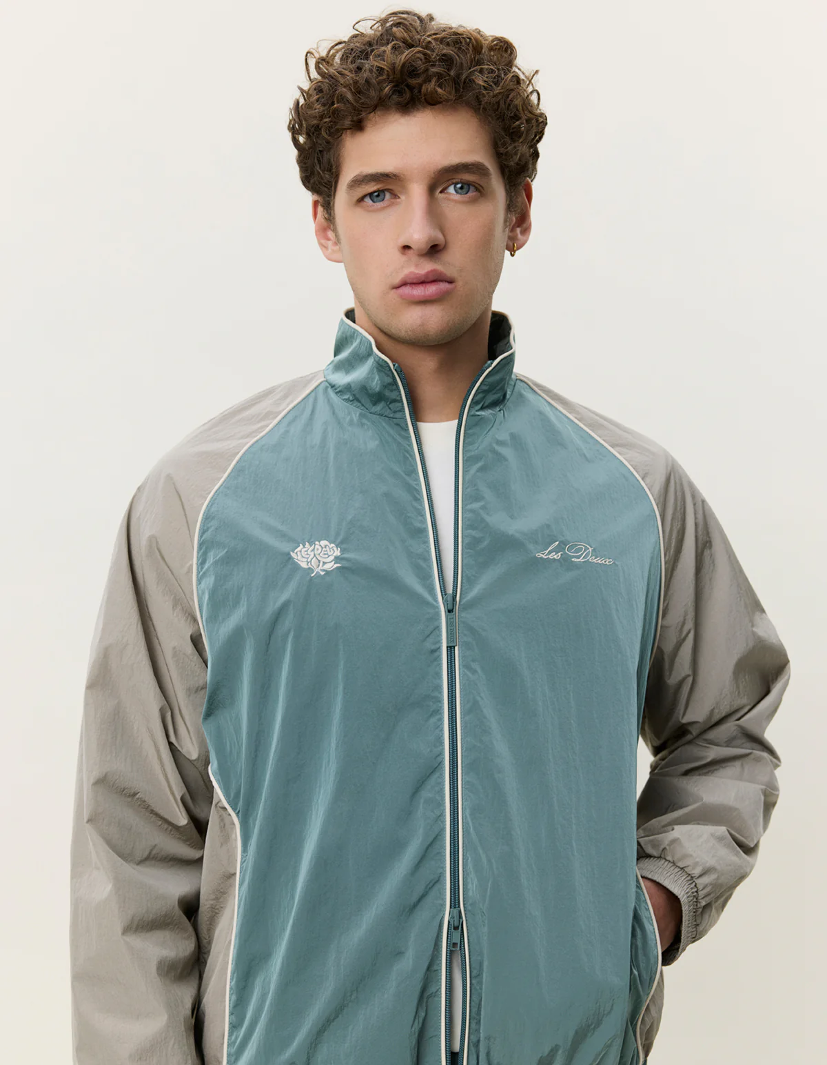 Les Deux  Shiny Crisp Track Jacket - Tea Green - Image 4