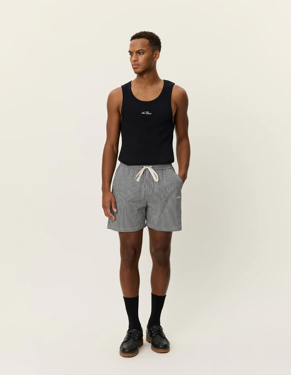 Les Deux Stan Stripe Seersucker Swimsuit - Black - Image 2