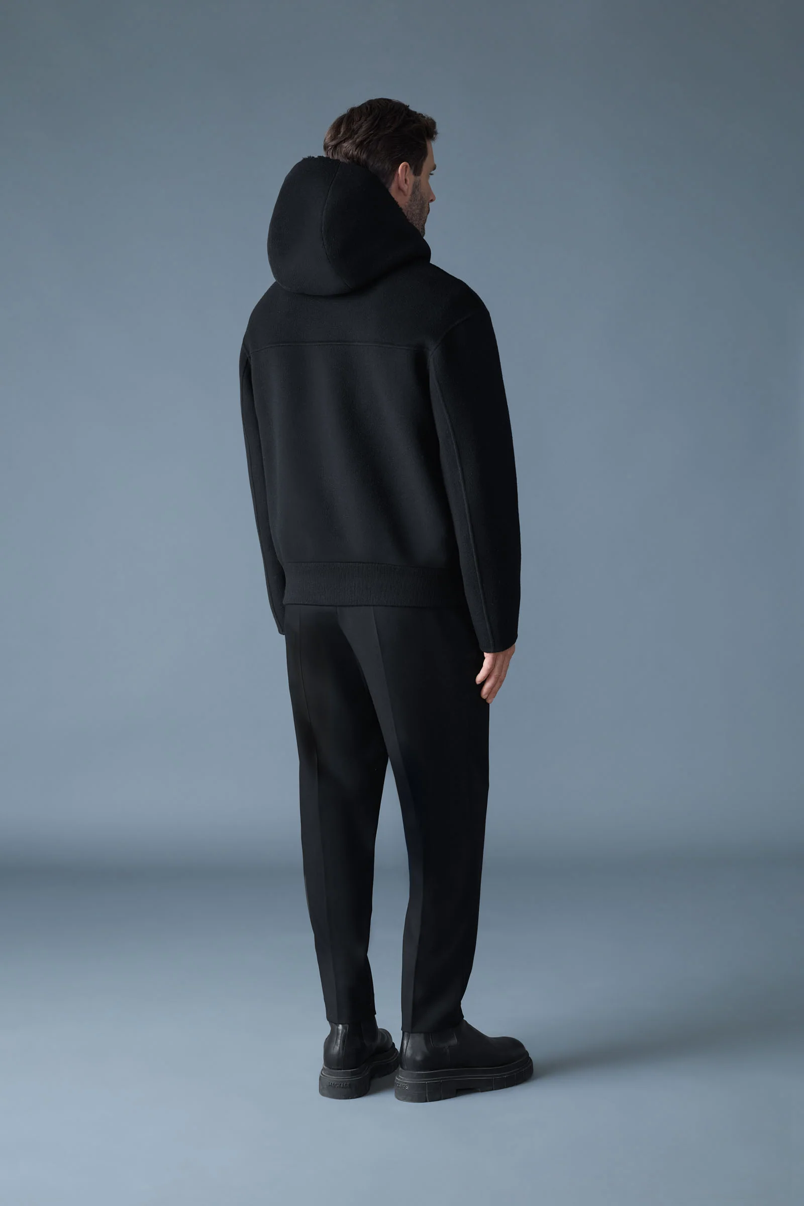 Mackage Mens Wind Jacket Jay Double-Face Wool - Black/Black - Image 3