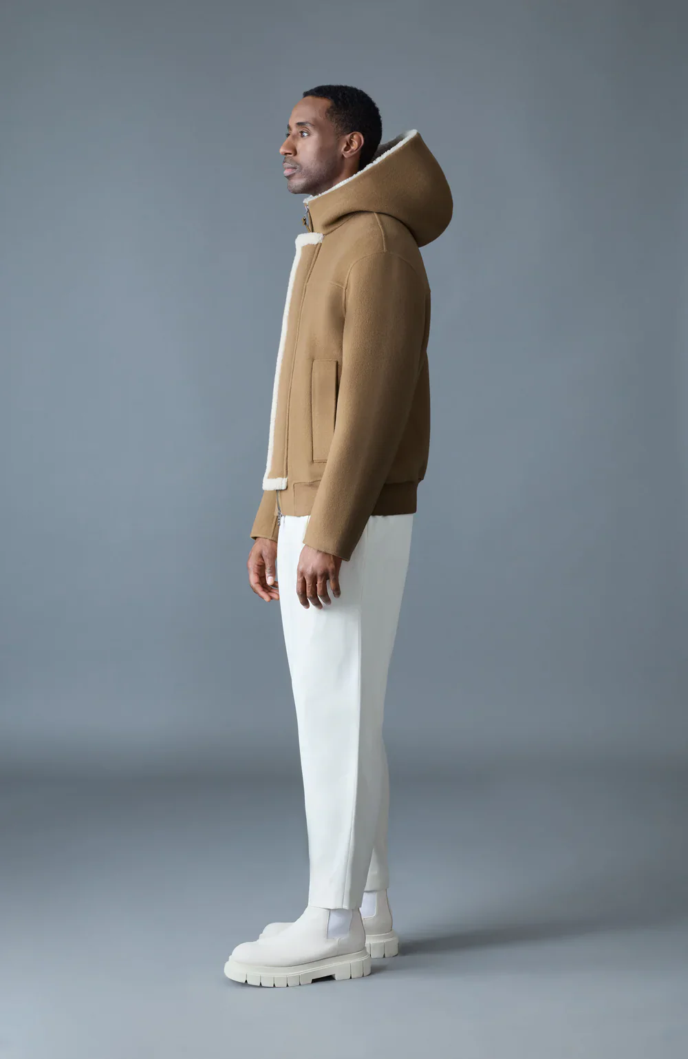 Mackage Mens Wind Jacket Jay Double-Face Wool - Otter/Natural - Image 2
