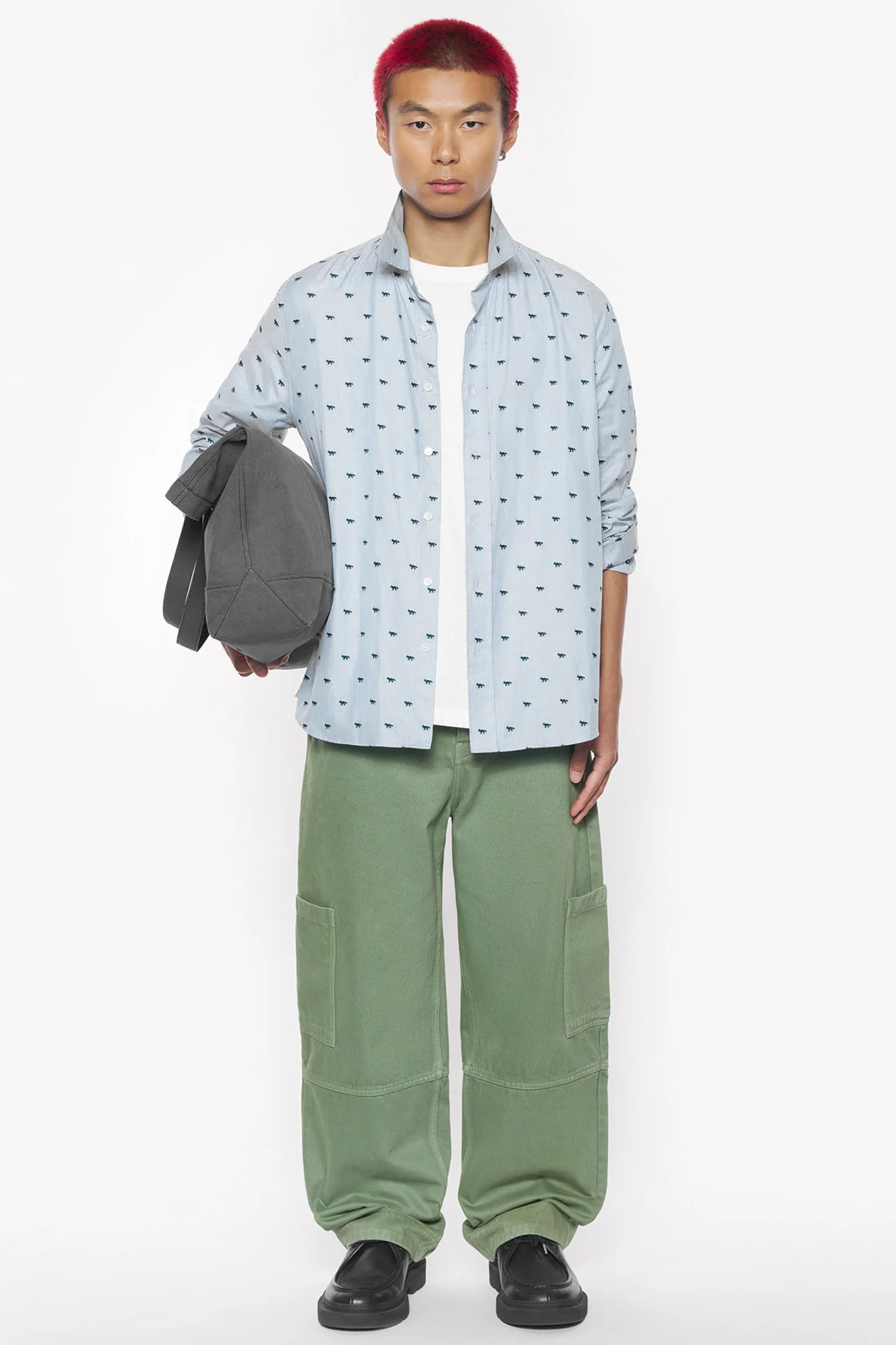 Maison Kitsuné Profile Fox Casual Striped Shirt - Blue - Image 2