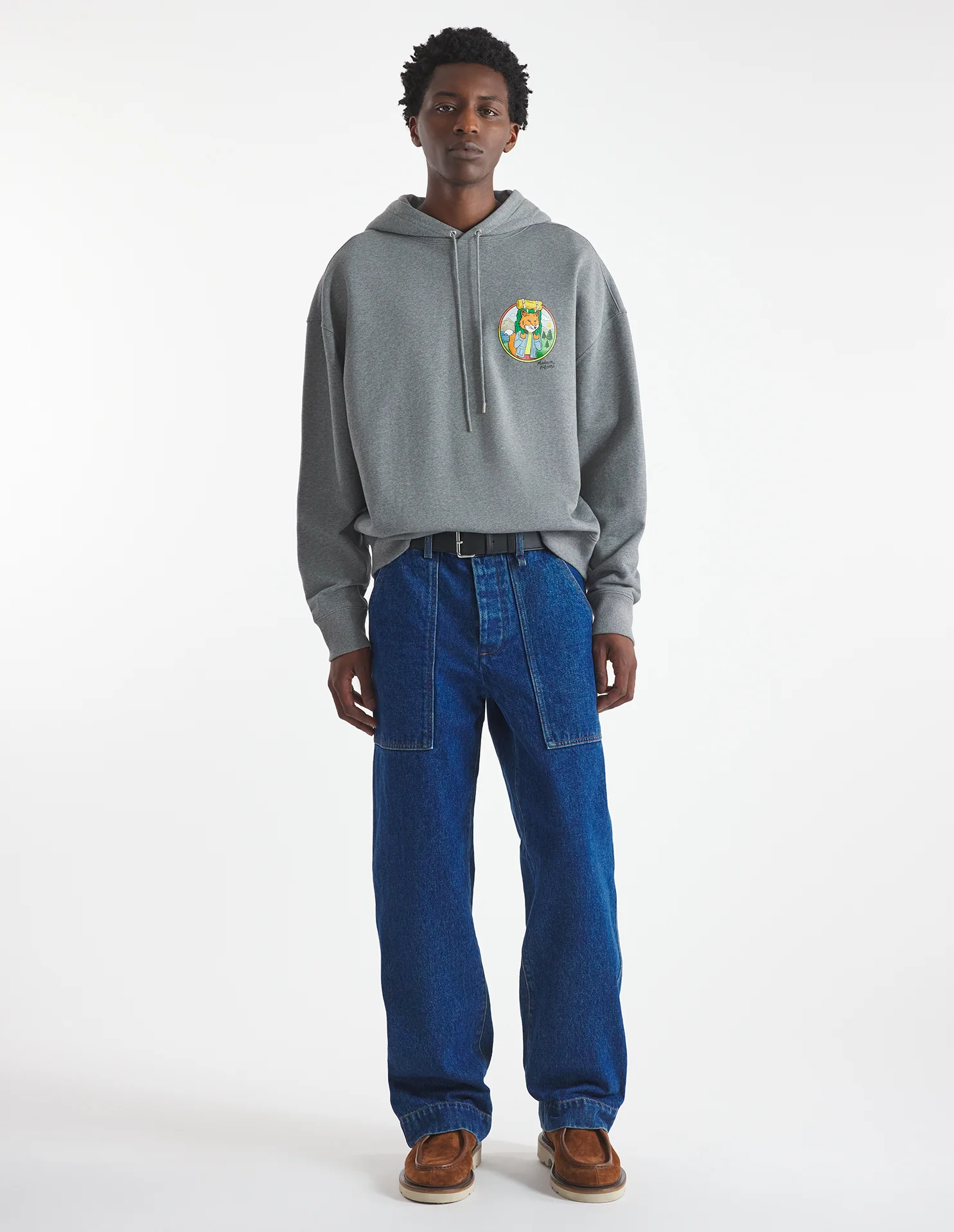 Maison Kitsuné Rambling Fox Hoodie - Grey Melange - Image 2