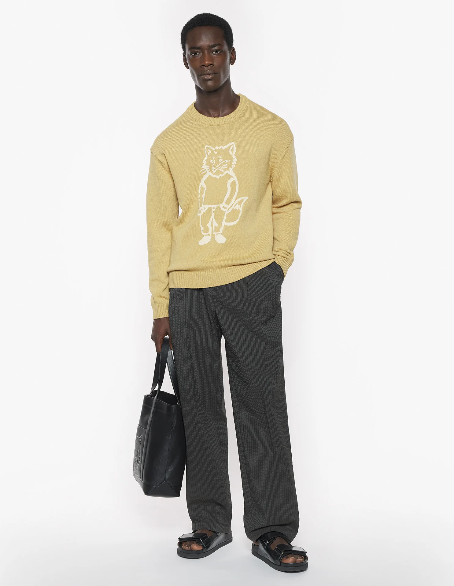 Maison Kitsuné Relaxed Pleated Pants - Green - Image 2