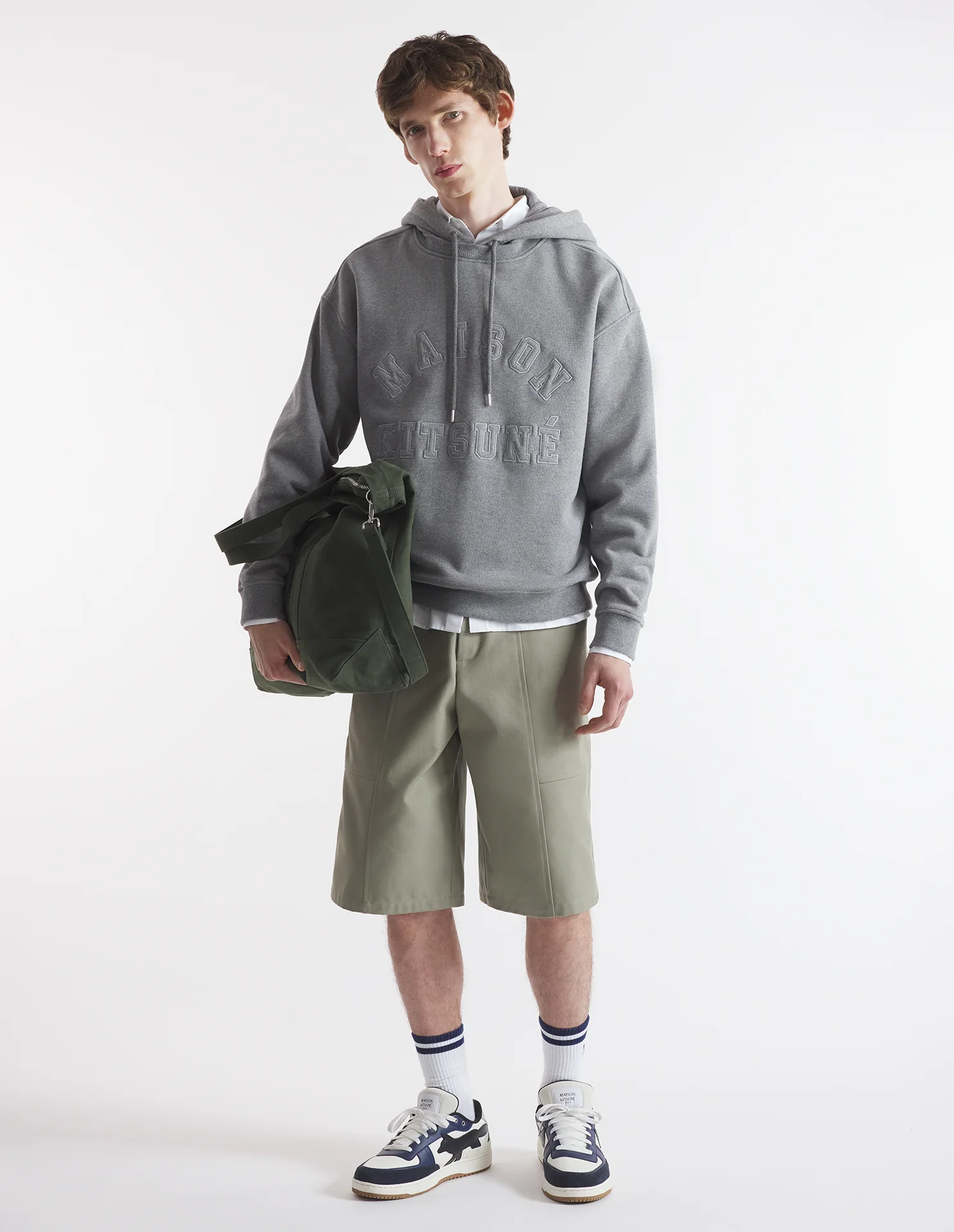 Maison Kitsuné Varsity Hoodie - Grey Melange - Image 2