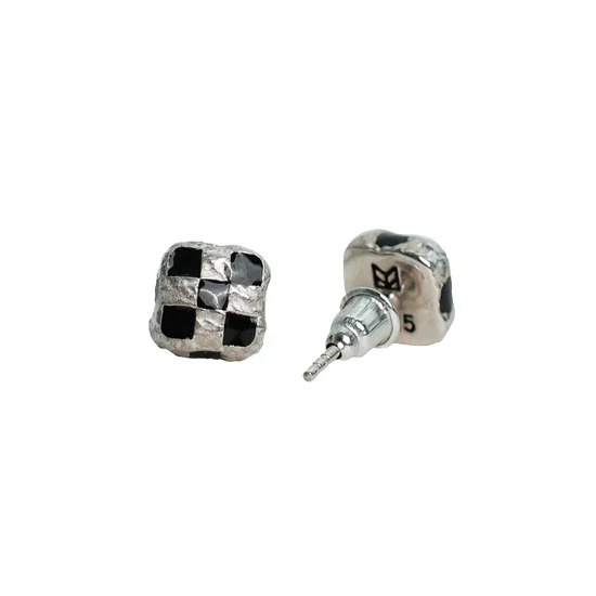 Maple Davie Studded Earrings - Silver/Black - Image 2