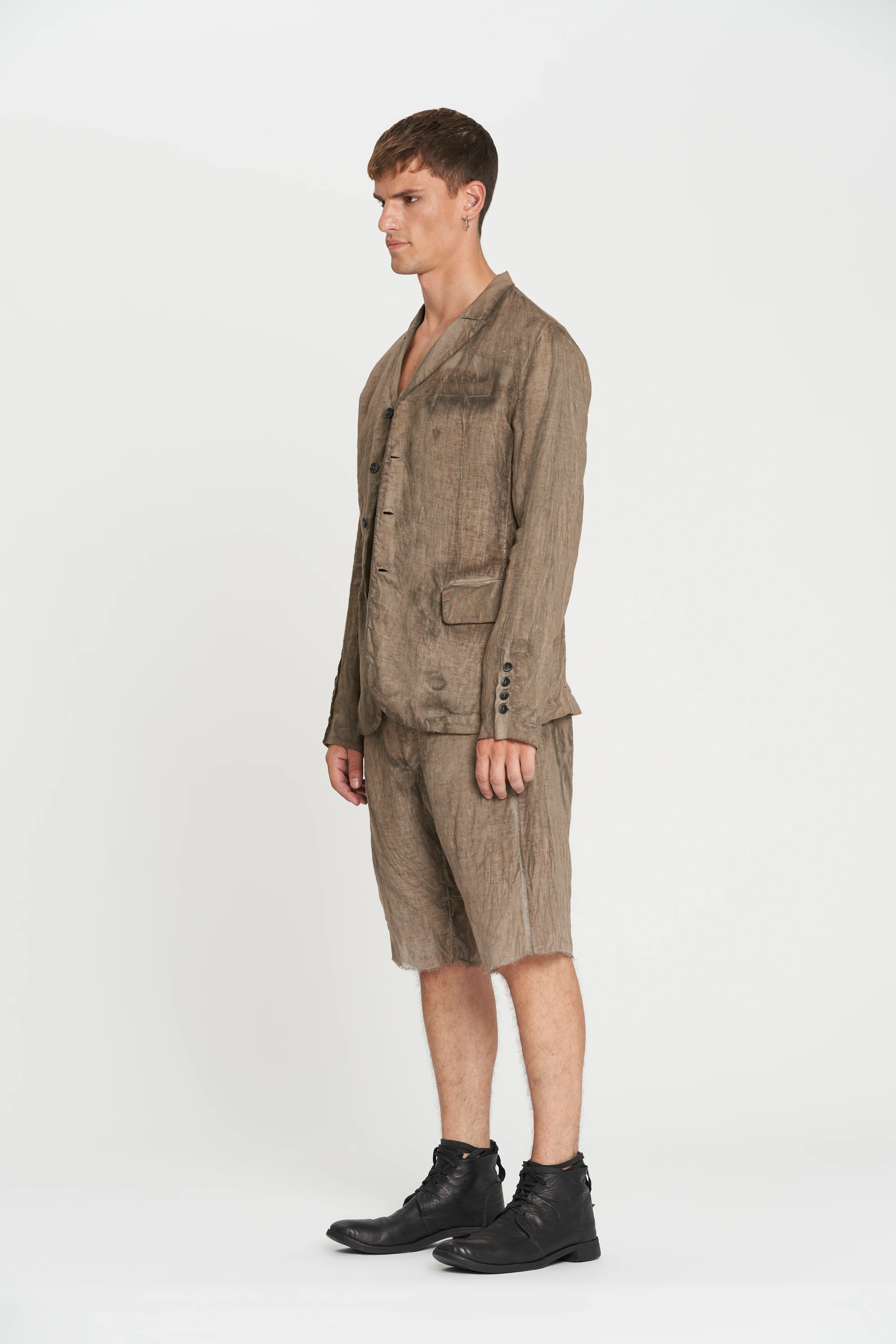 Masnada 3 Buttons Summer Jacket - Light Brown - Image 3