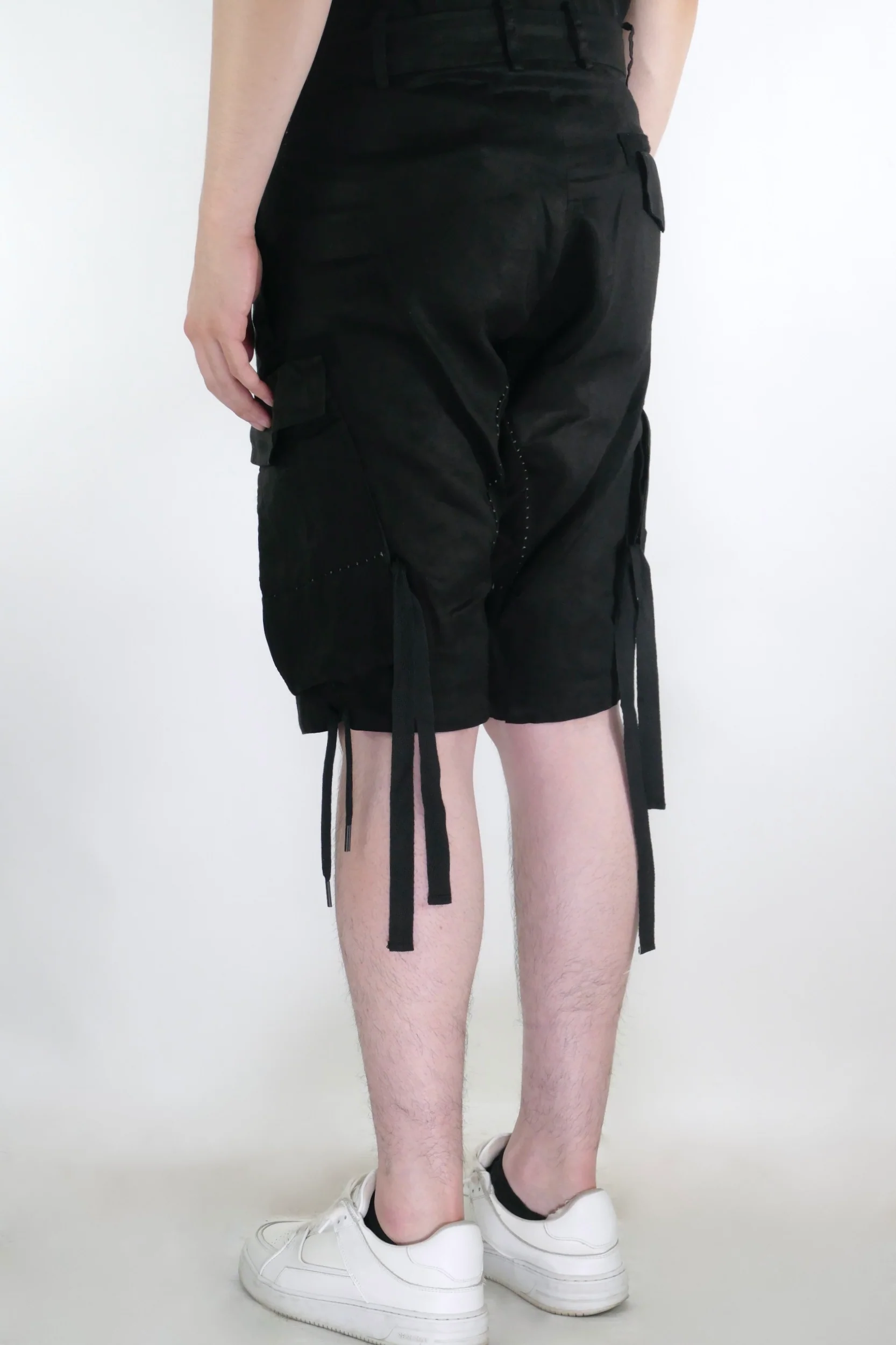 Masnada Drawstring Cargo Shorts - Black - Image 3