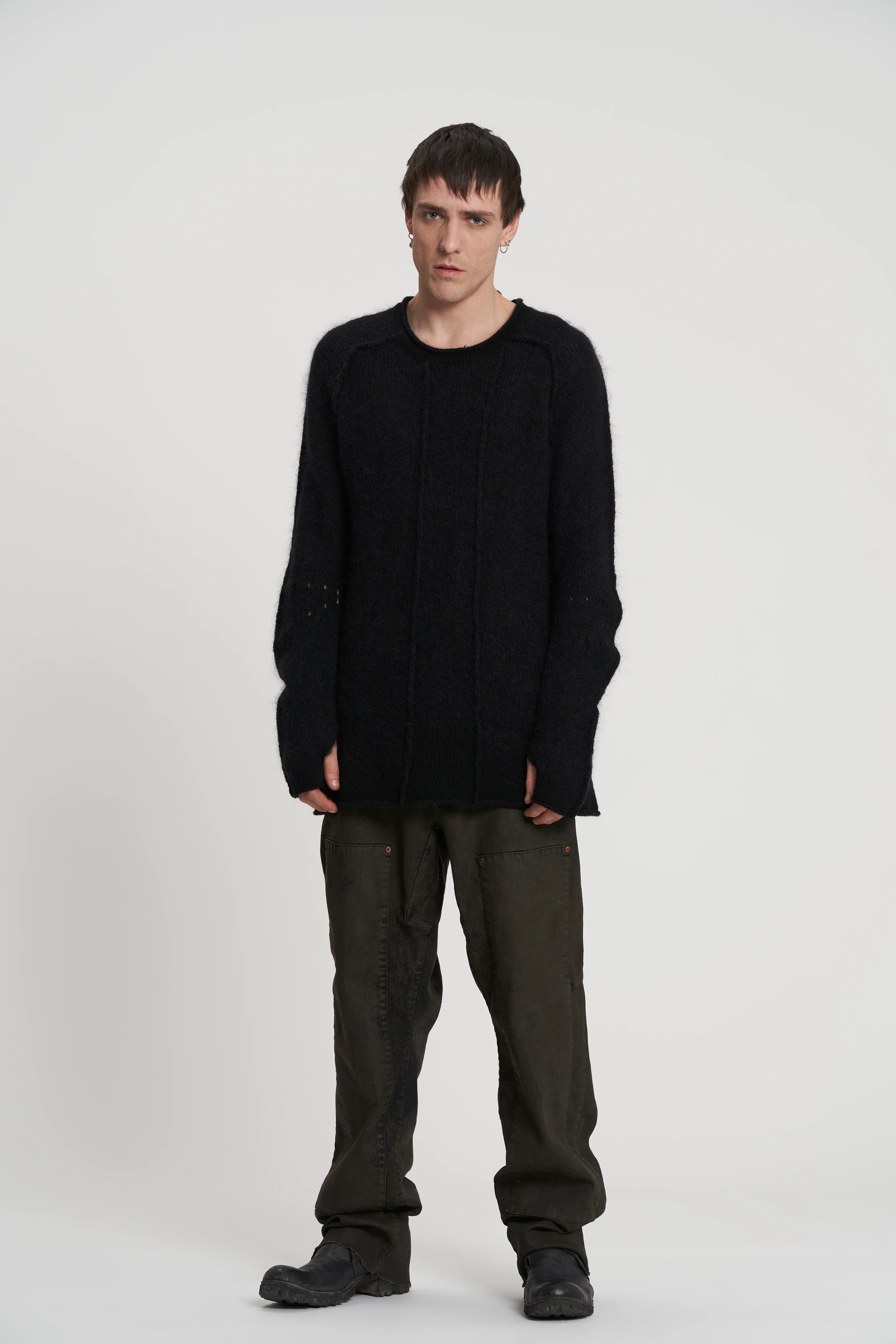 Masnada Seamed Mix Mohair Sweater - Black - Image 2