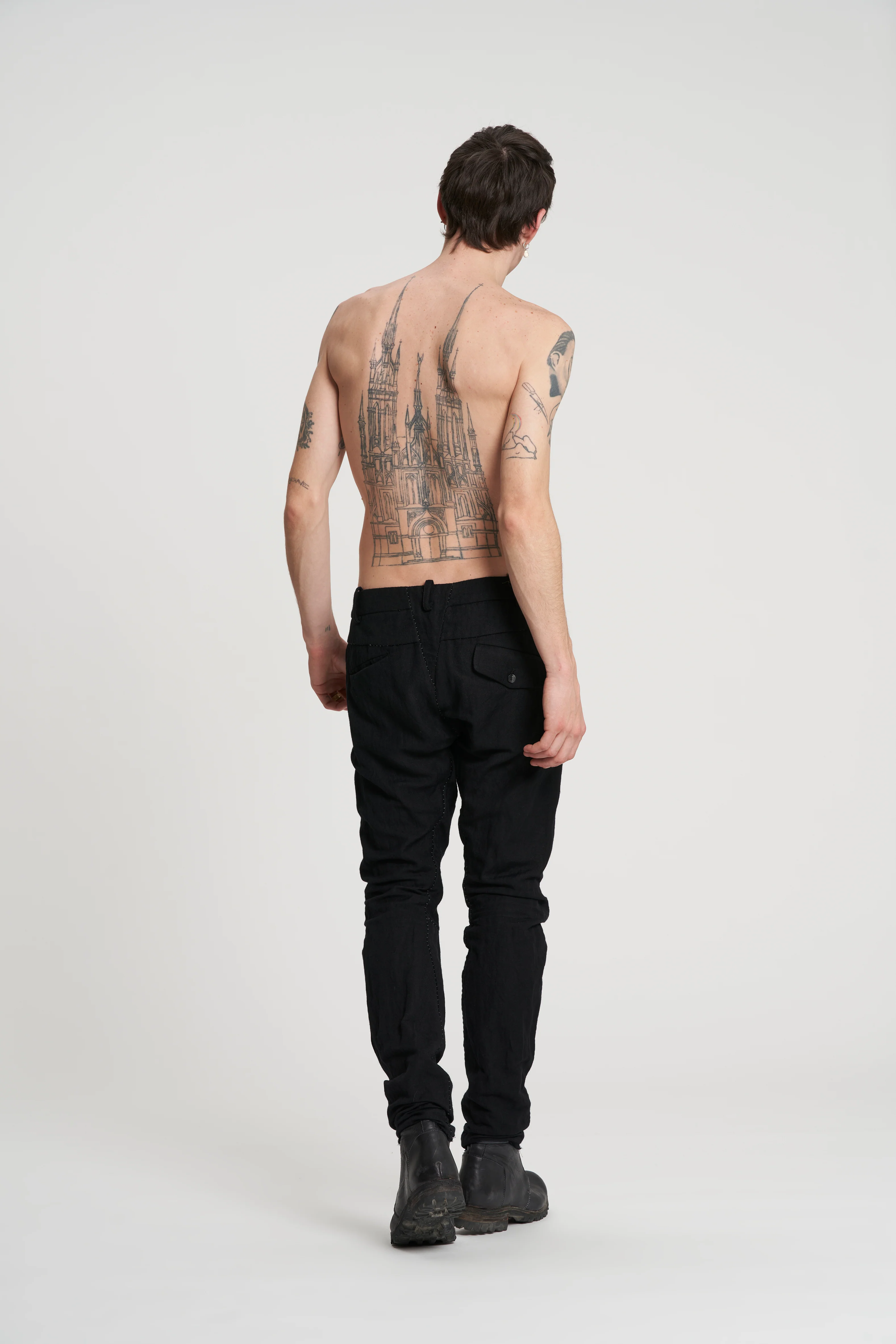 Masnada Slim Metal Thread Pants - Black - Image 4