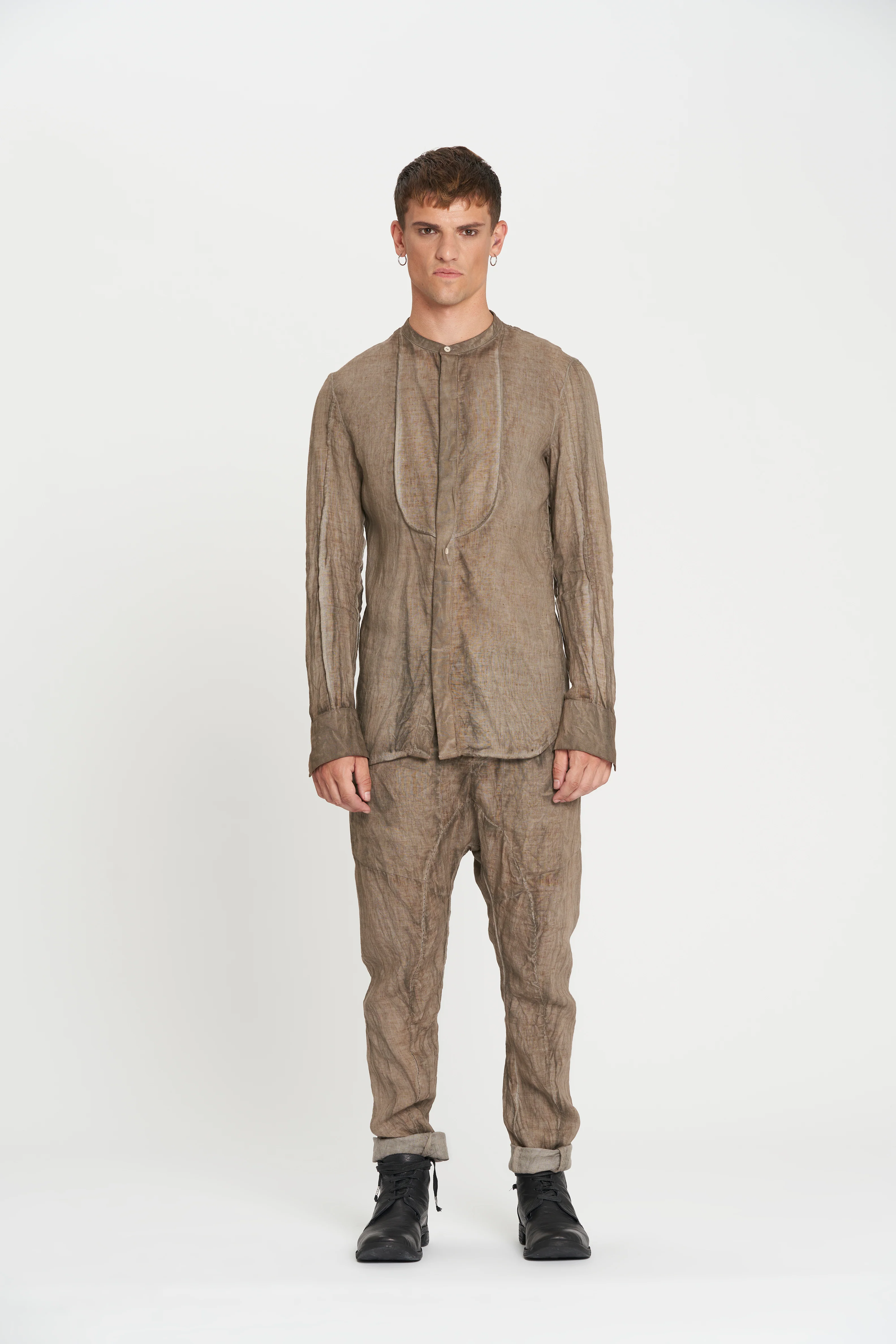 Masnada Smoking Shirt - Light Brown - Image 3