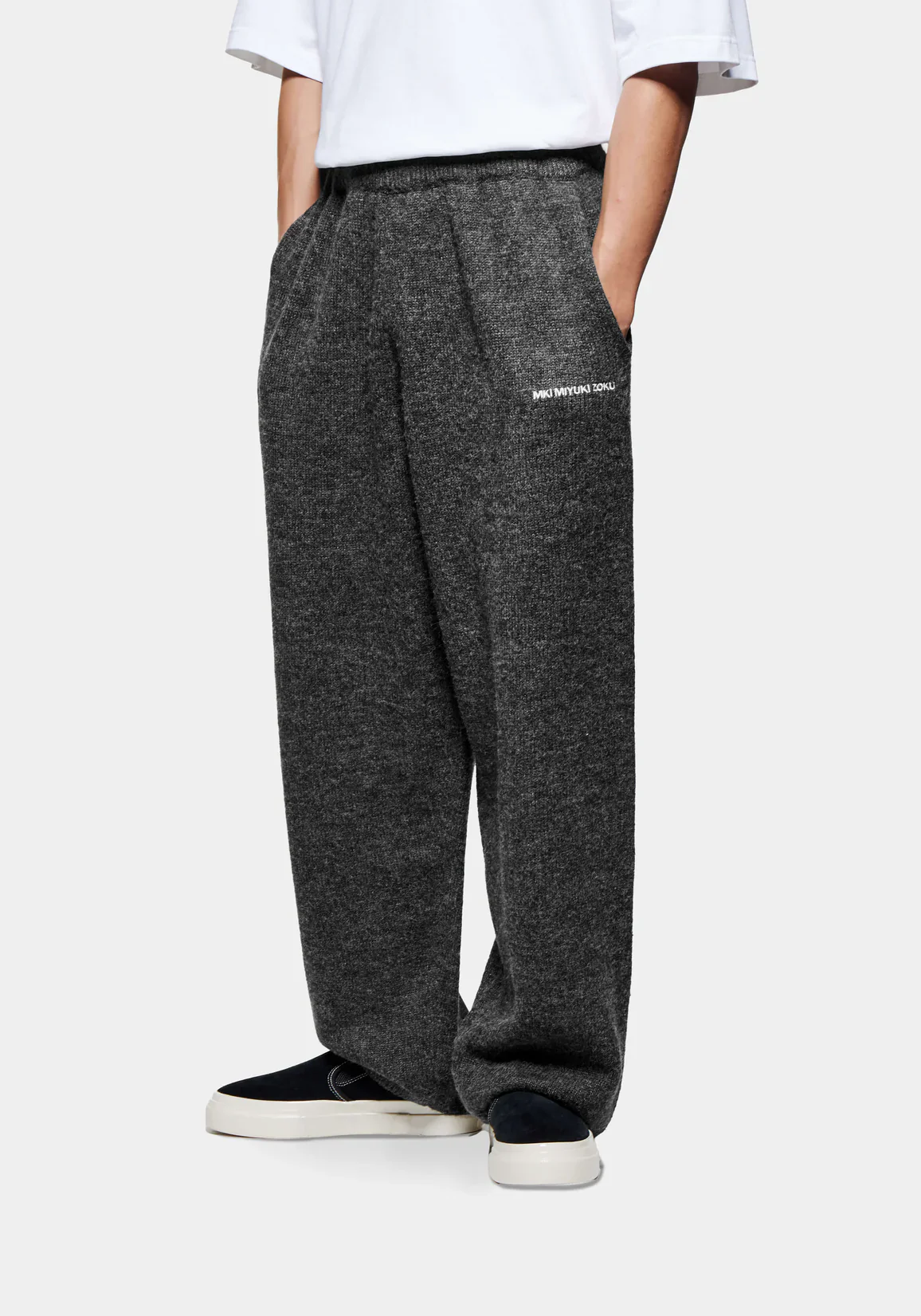 MKI Miyuki Zoku Mohair Blend Wide Leg Joggers - Black - Image 2