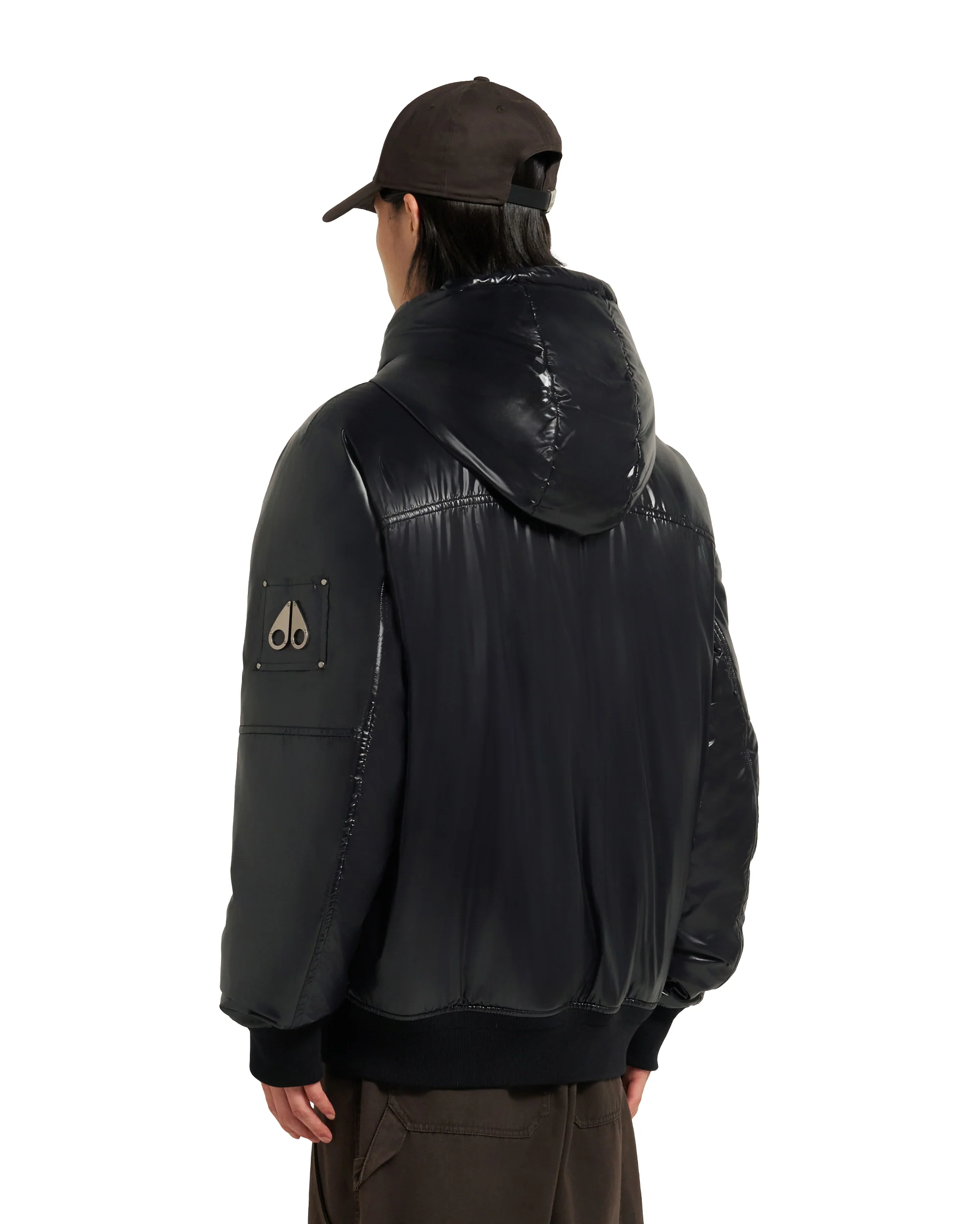 Moose Knuckles Mens Down Bomber Briar Reversible Hoodie - Black - Image 6