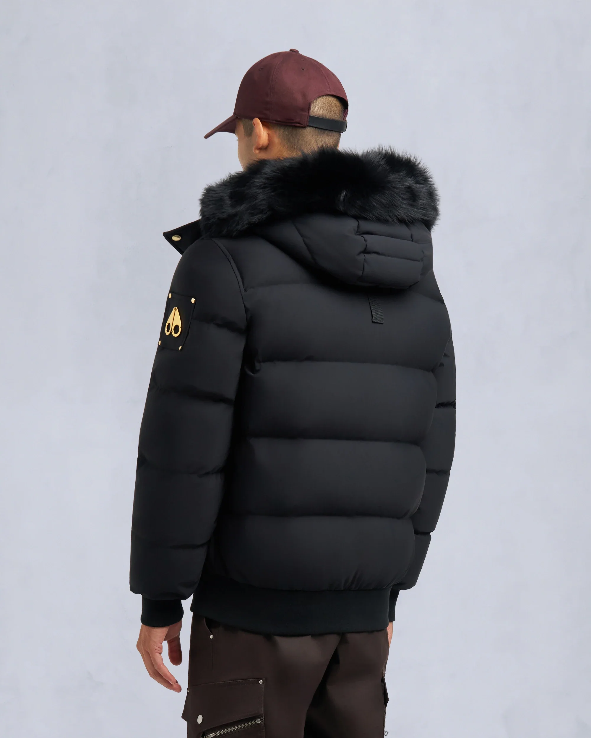 Moose Knuckles Mens Down Bomber Stagg - Black/Black - Image 3