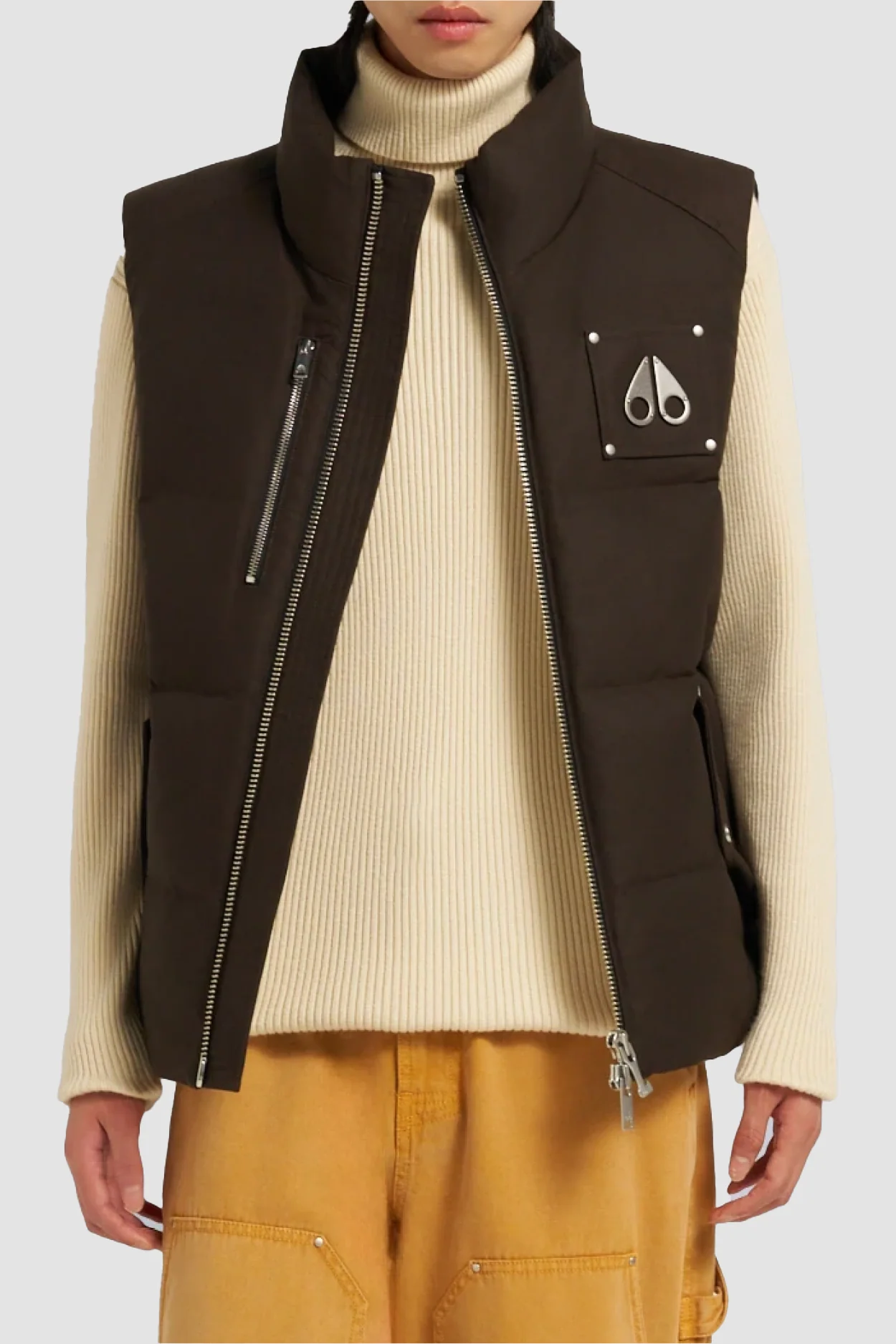 Moose Knuckles Mens Down Vest Westmount - Espresso/Alabaster