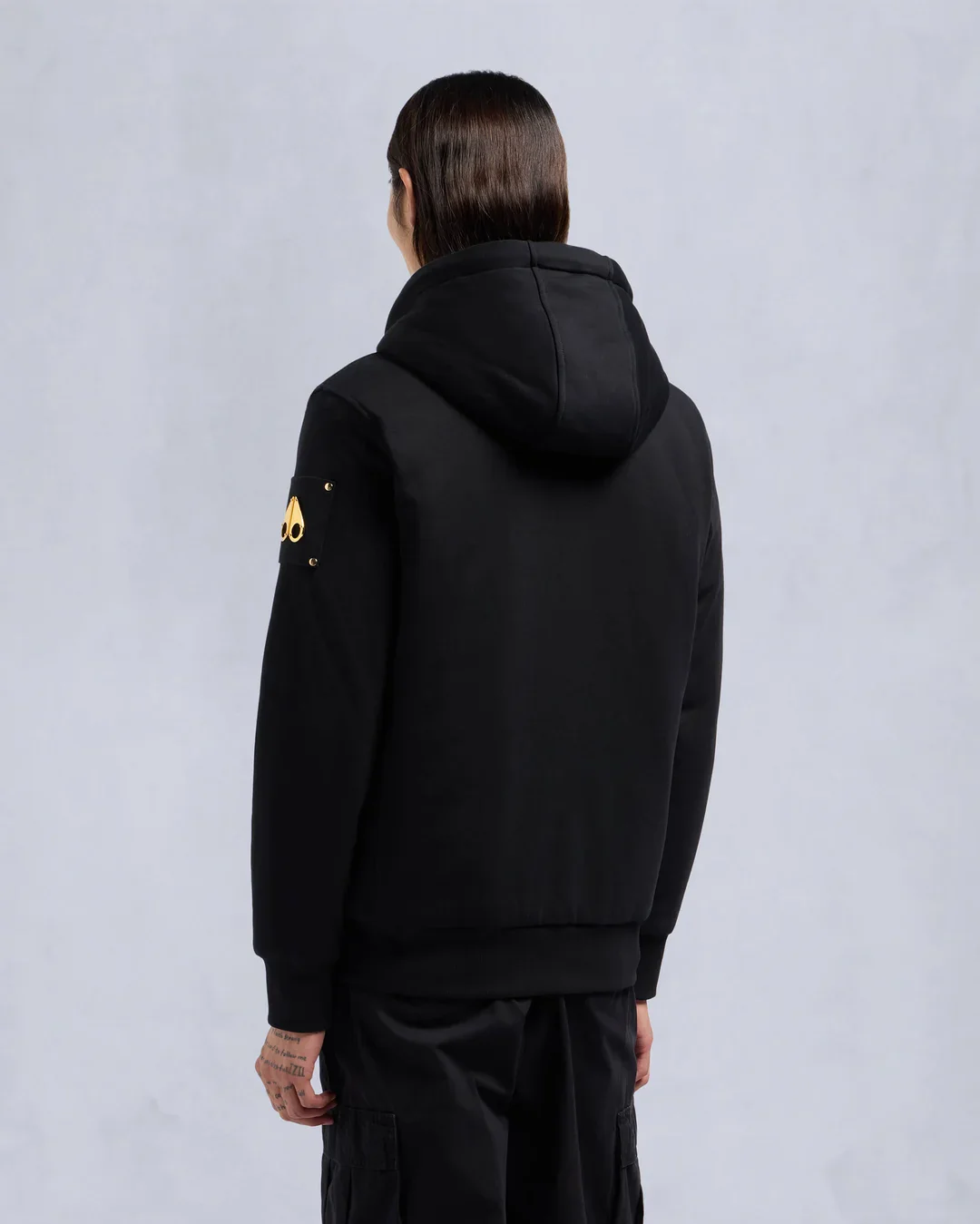 Moose Knuckles Mens Linden Bunny Faux Fur Hoodie - Black/Black - Image 3