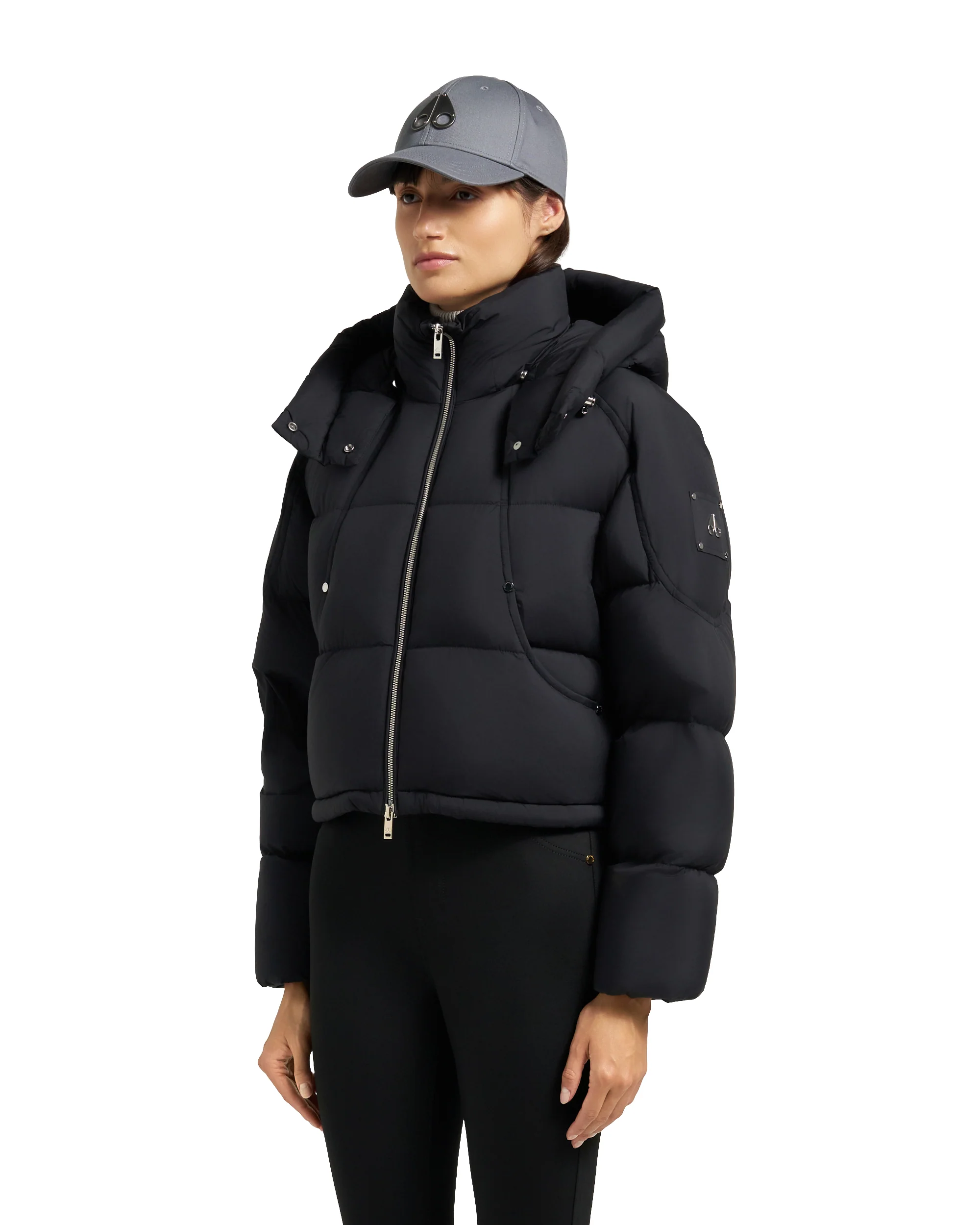 Moose Knuckles Womens Down Bomber Akai Cropped - Black - Image 2