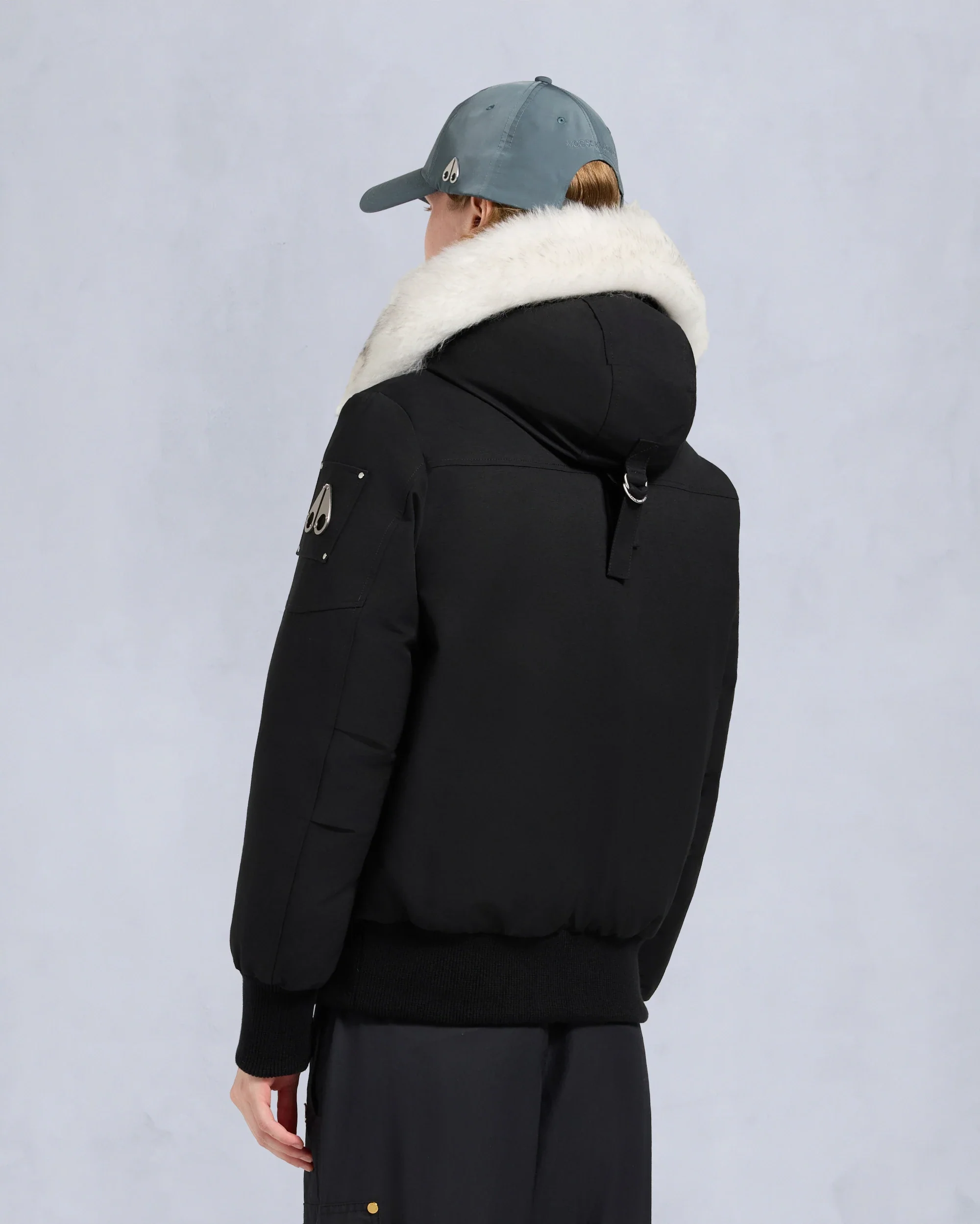 Moose Knuckles Womens Down Bomber Debbie Shearling - Black/Natural - Image 3
