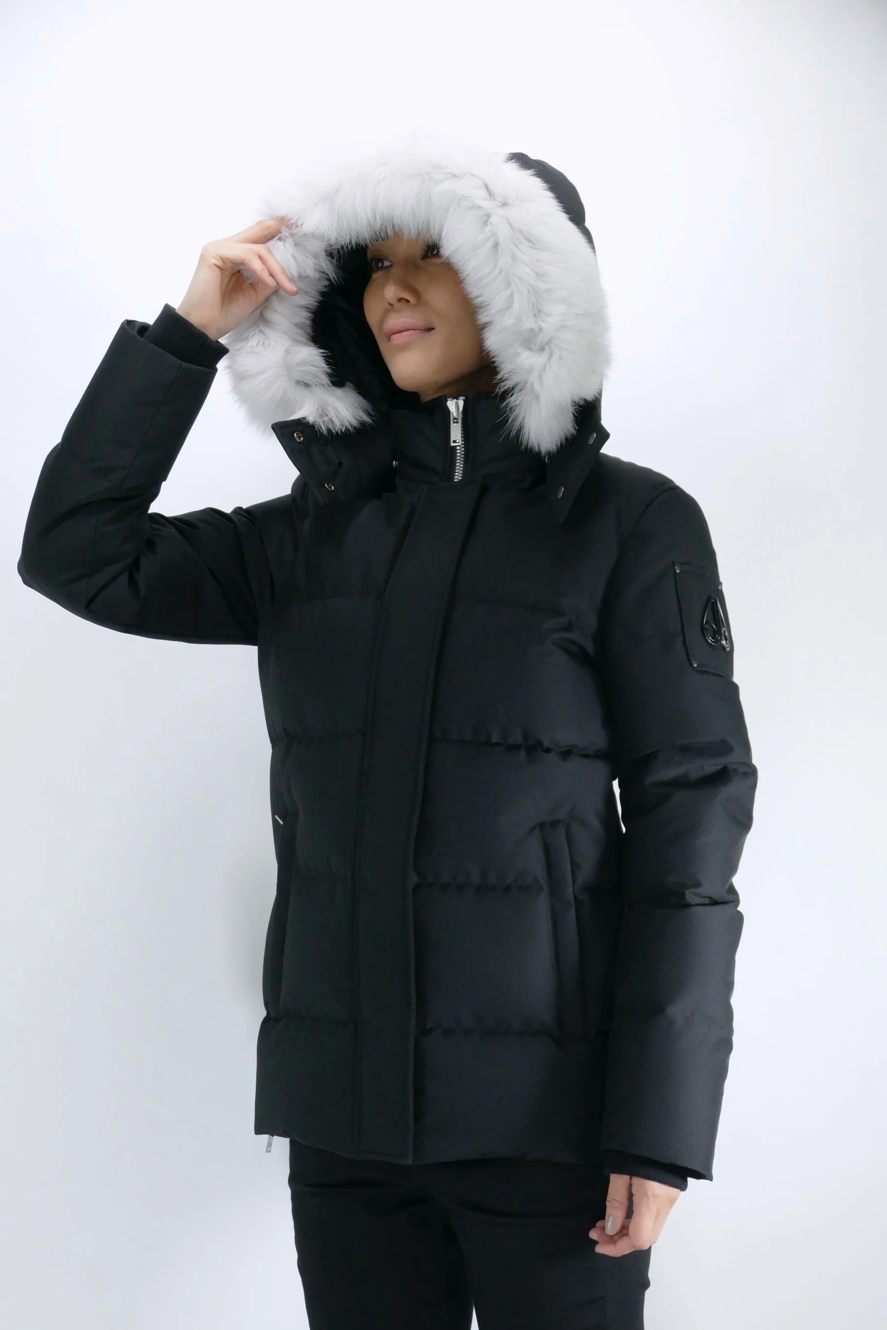 Moose Knuckles Womens Down Jacket Cloud 3Q Fur - Black/Natural - Image 4