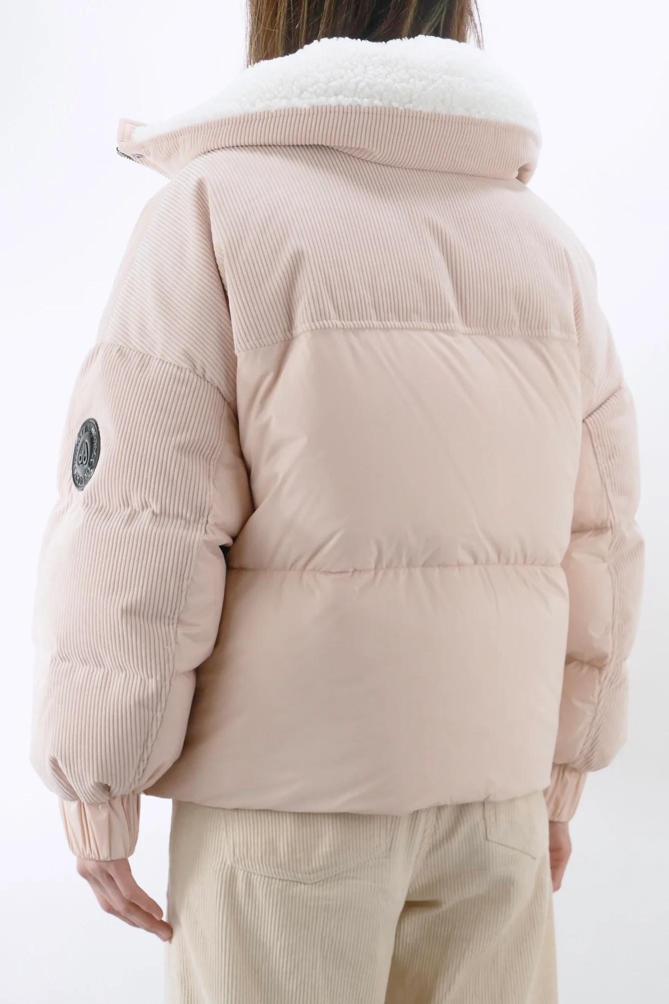 Moose Knuckles Womens Down Jacket Corduroy Elmira - Dusty Rose - Image 3