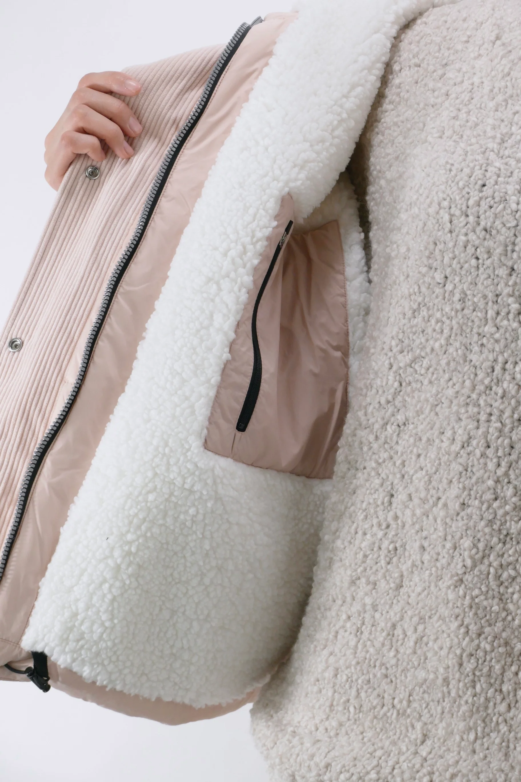 Moose Knuckles Womens Down Jacket Corduroy Elmira - Dusty Rose - Image 4