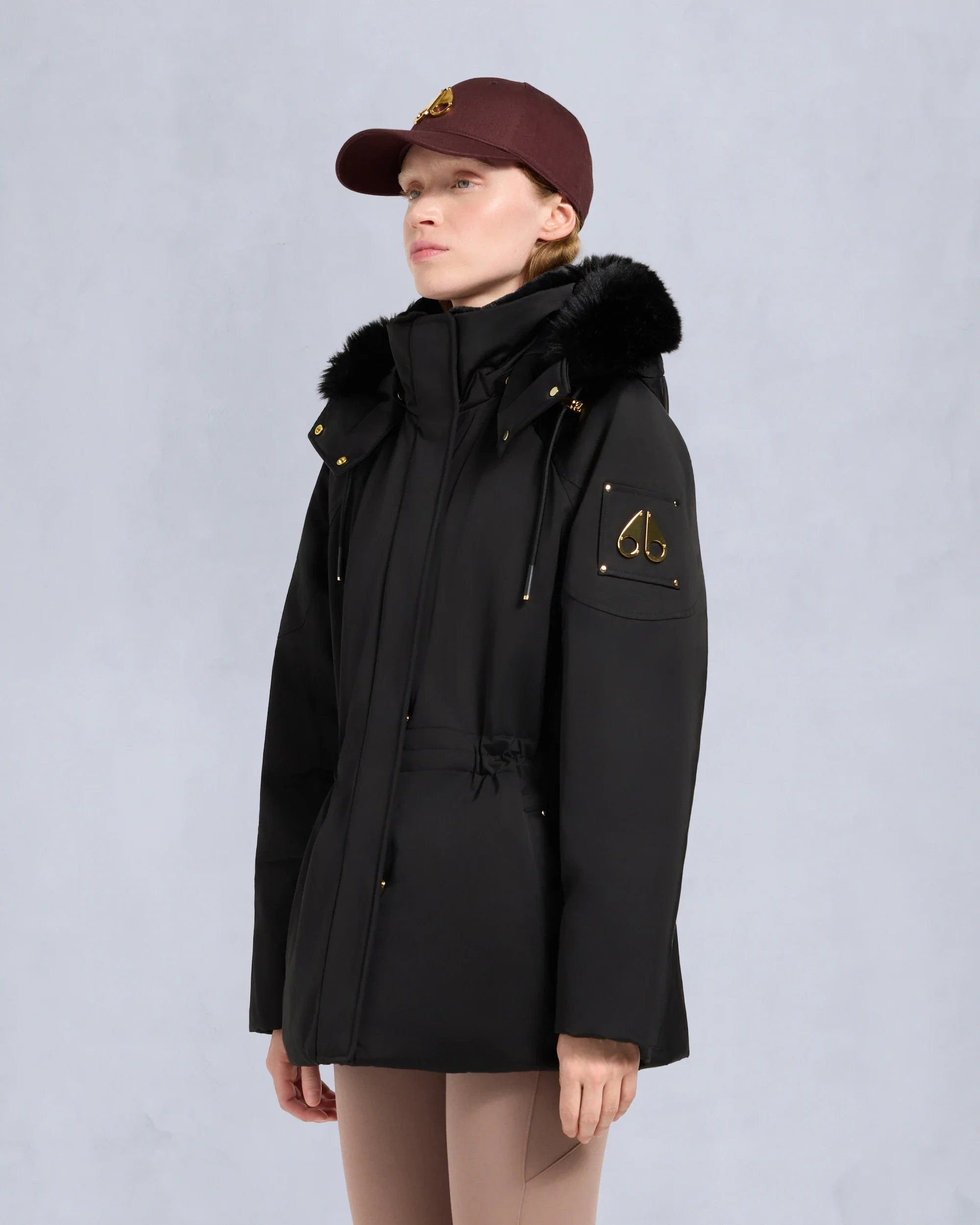 Moose Knuckles Womens Down Jacket Gold Series Satin 3Q - Black/Black - Image 2