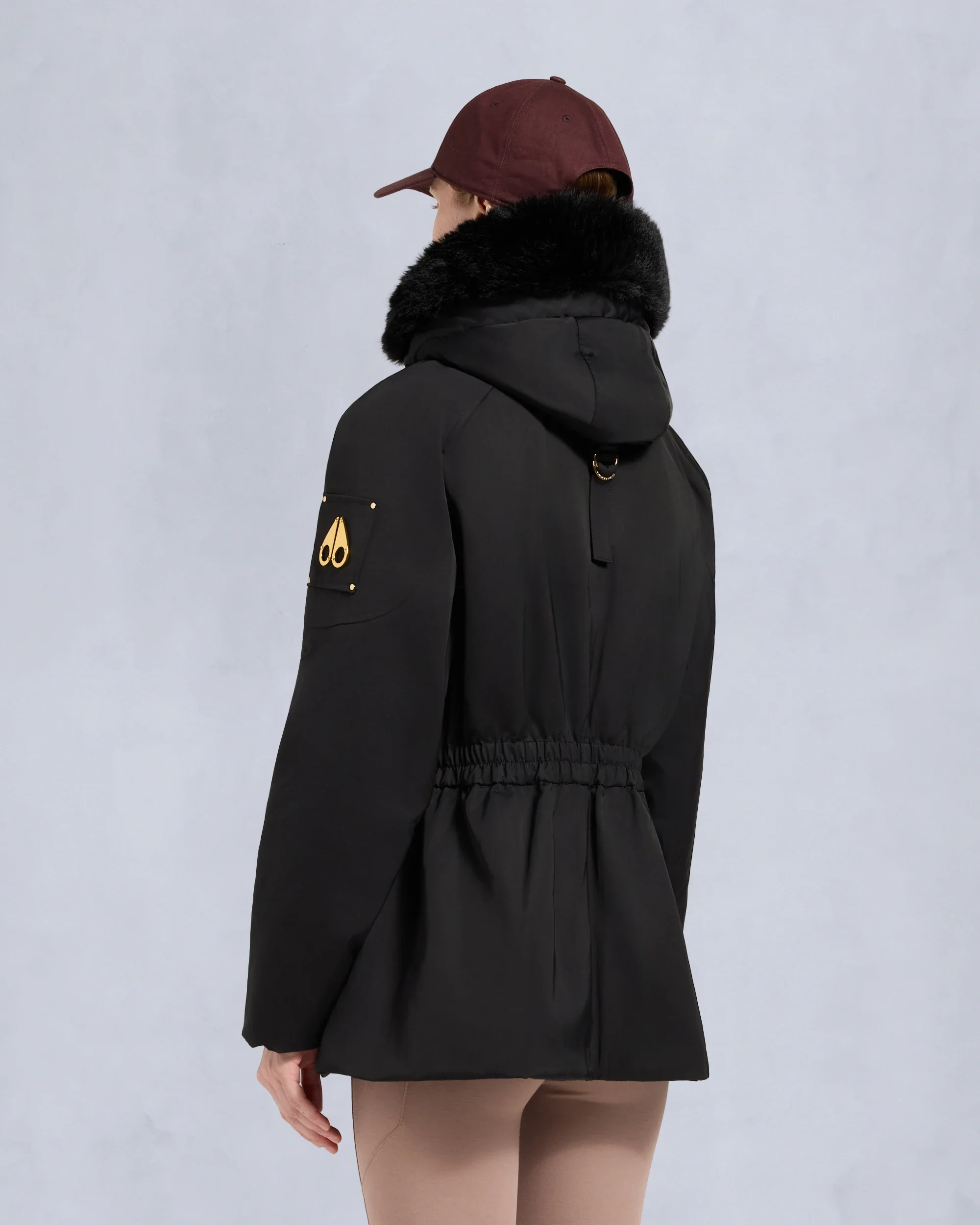 Moose Knuckles Womens Down Jacket Gold Series Satin 3Q - Black/Black - Image 3