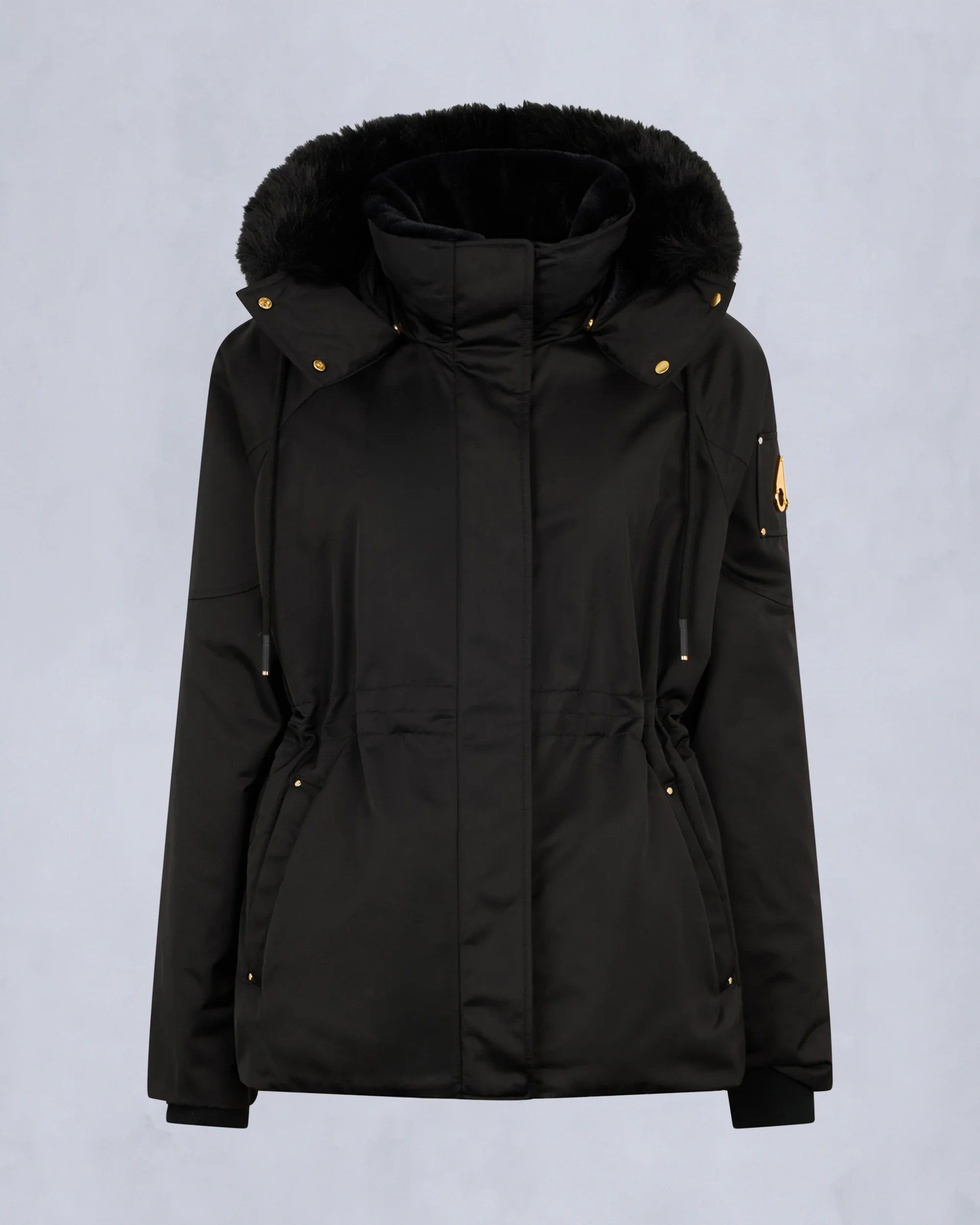Moose Knuckles Womens Down Jacket Gold Series Satin 3Q - Black/Black - Image 6