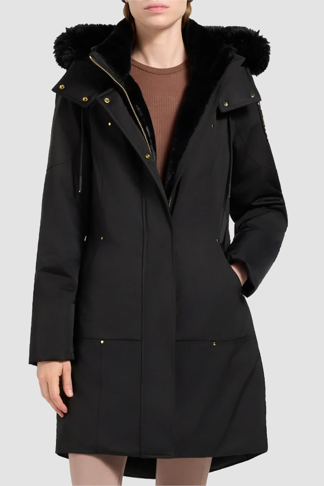 Moose Knuckles Womens Down *Parka Stirling Satin - Black