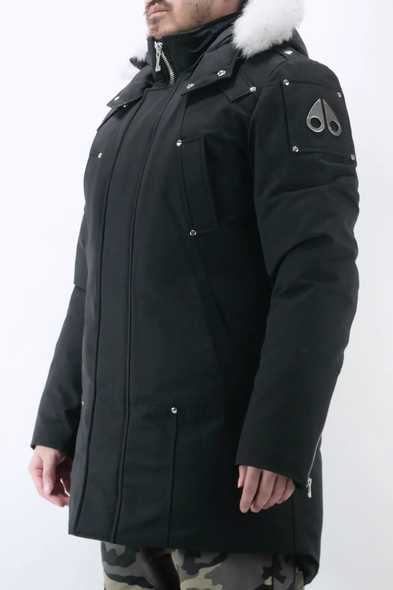 Moose Knuckles Mens Down *Parka Stirling Shearling - Black/Natural - Image 2