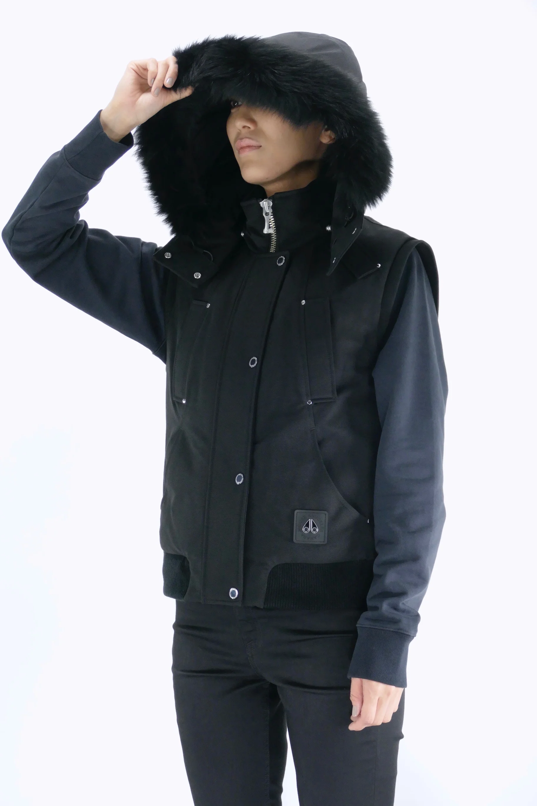 Moose Knuckles Womens Down Vest Original - Black/Black - Image 4