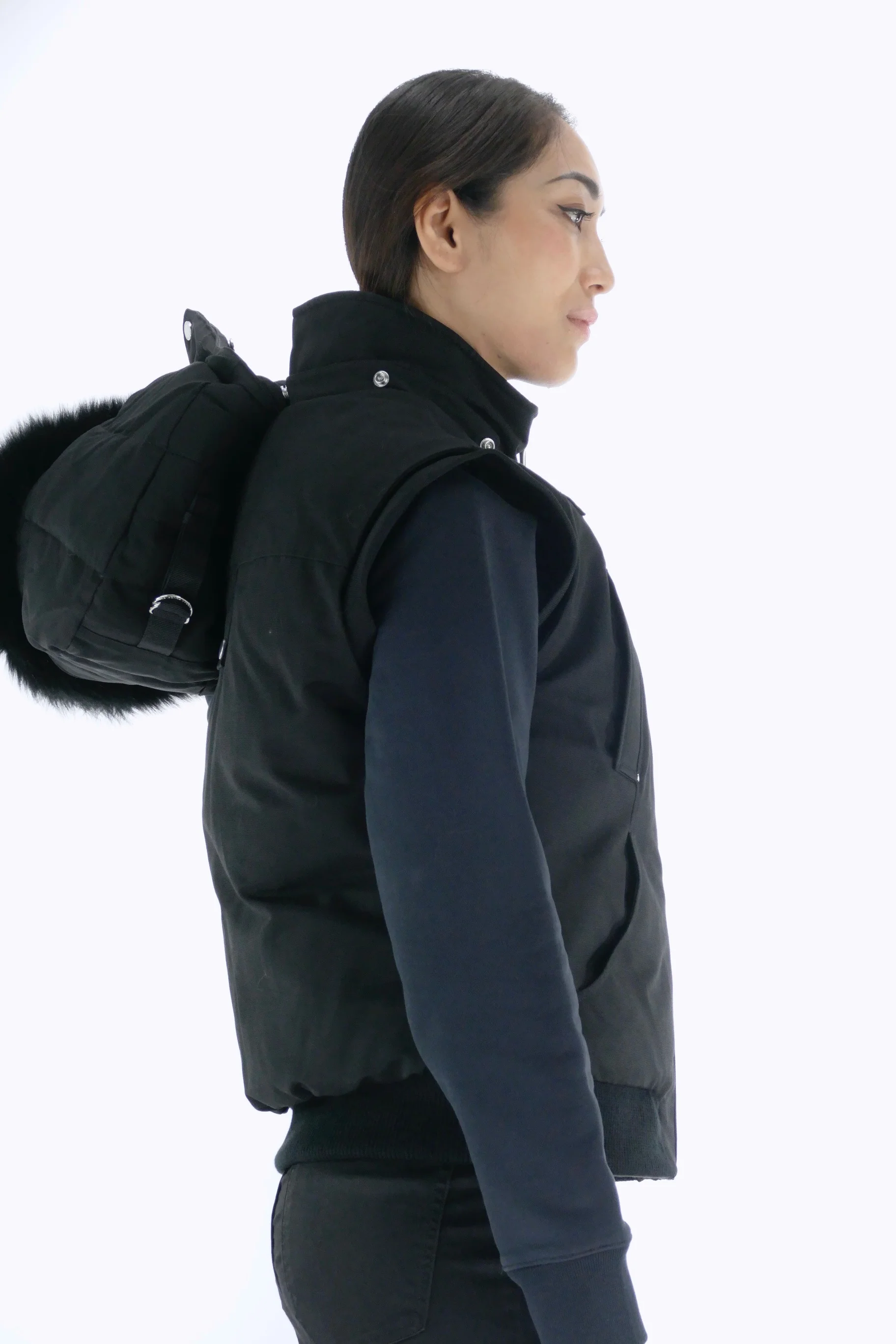 Moose Knuckles Womens Down Vest Original - Black/Black - Image 5