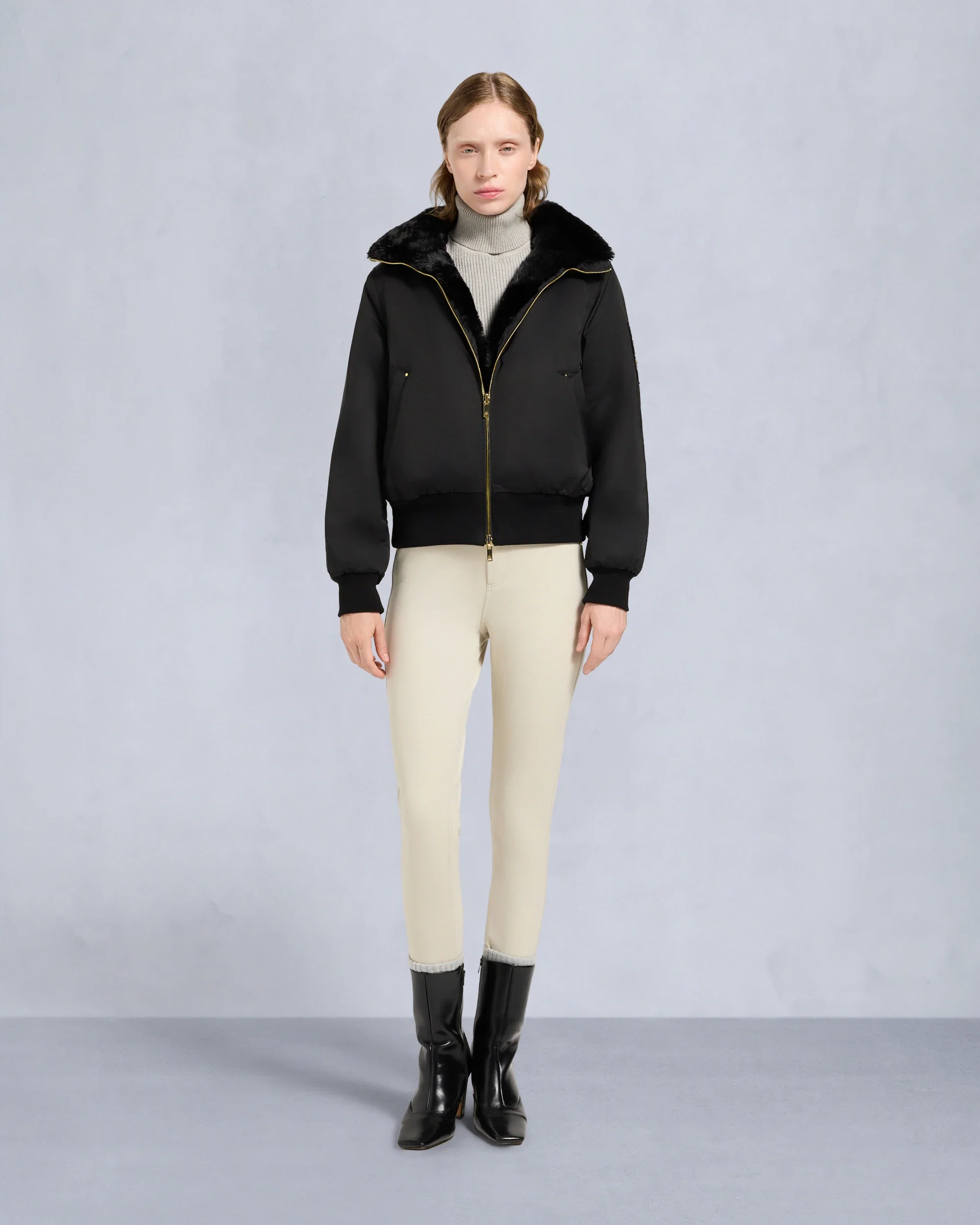 Moose Knuckles Womens Eco Bomber Debbie Satin - Black - Image 4