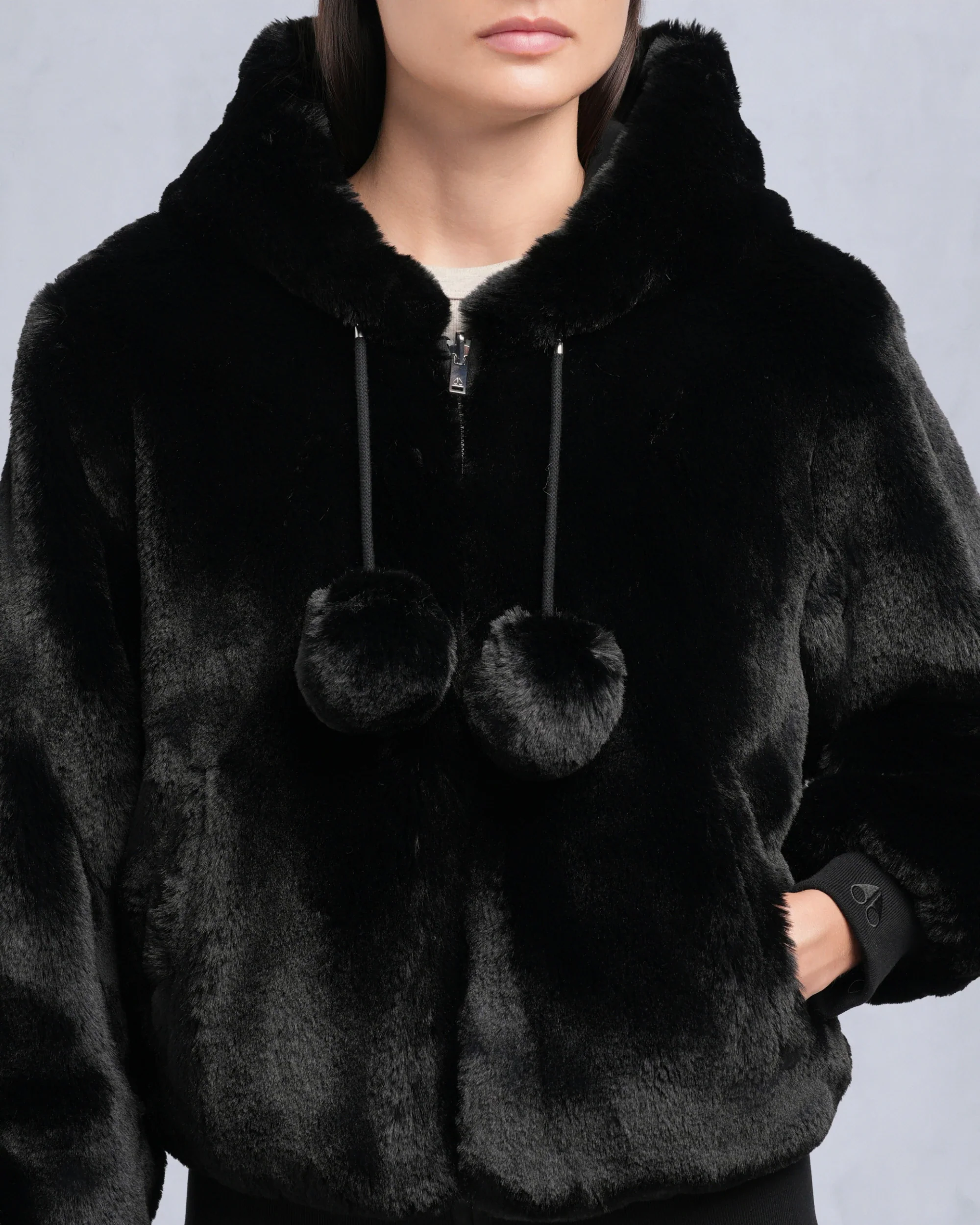 Moose Knuckles Womens Eco Jacket Mealy Reversible Bunny - Black/Black - Image 4