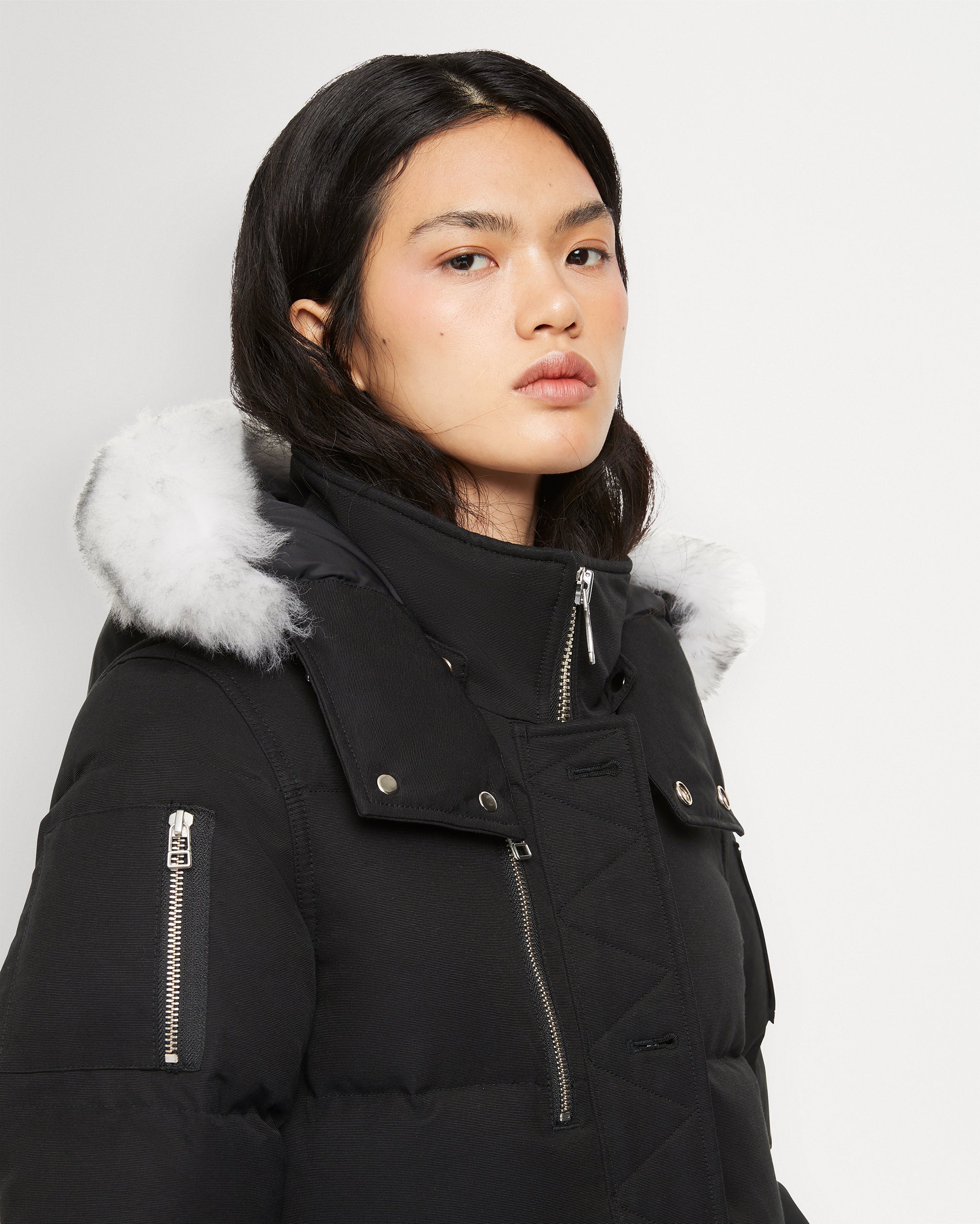 Moose Knuckles Womens Down Jacket 3Q  Shearling - Black/Natutal - Image 4