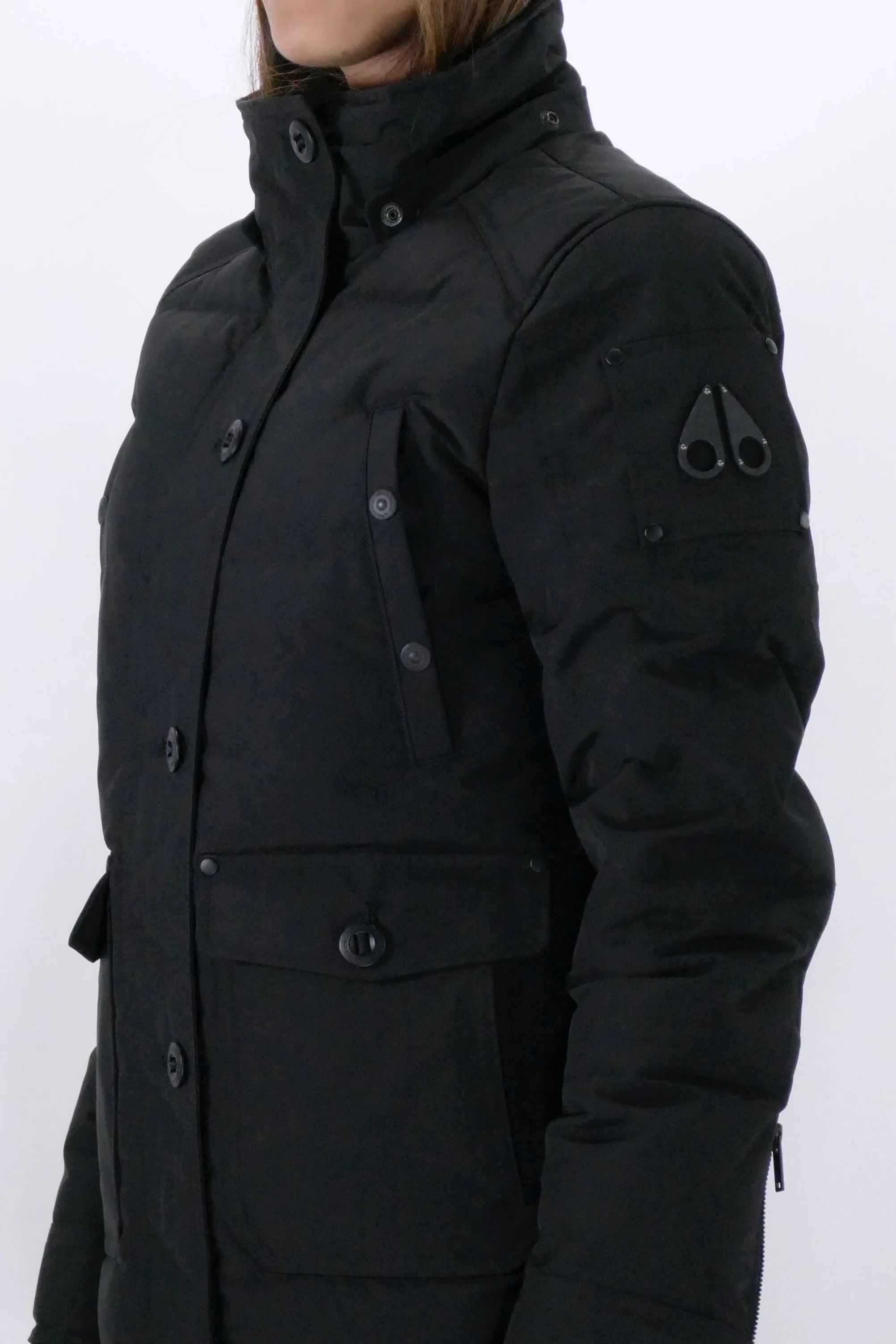 Moose Knuckles Womens Down Jacket Anguille - Black/Black - Image 5