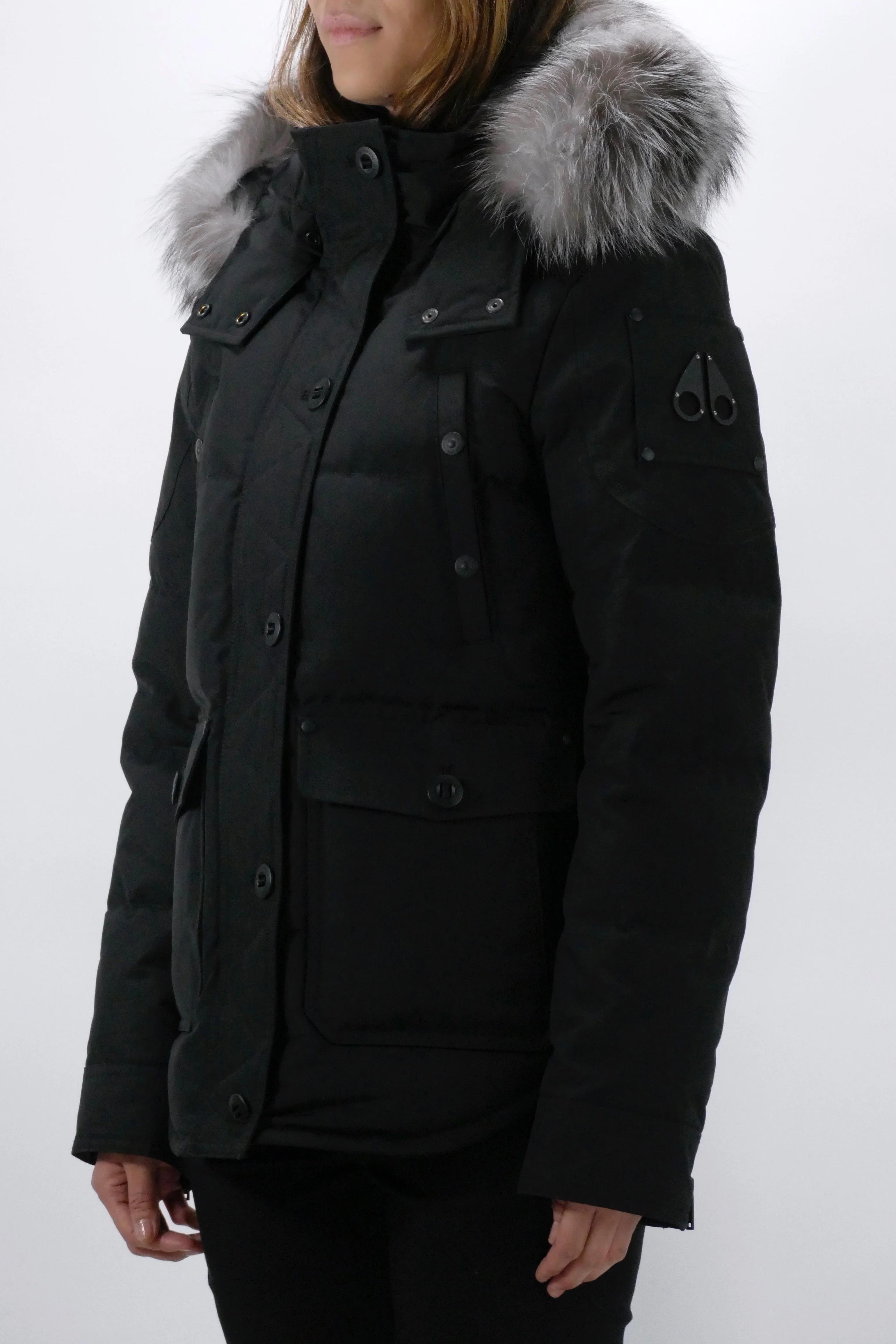 Moose Knuckles Womens Down Jacket Anguille - Black/Frost - Image 3